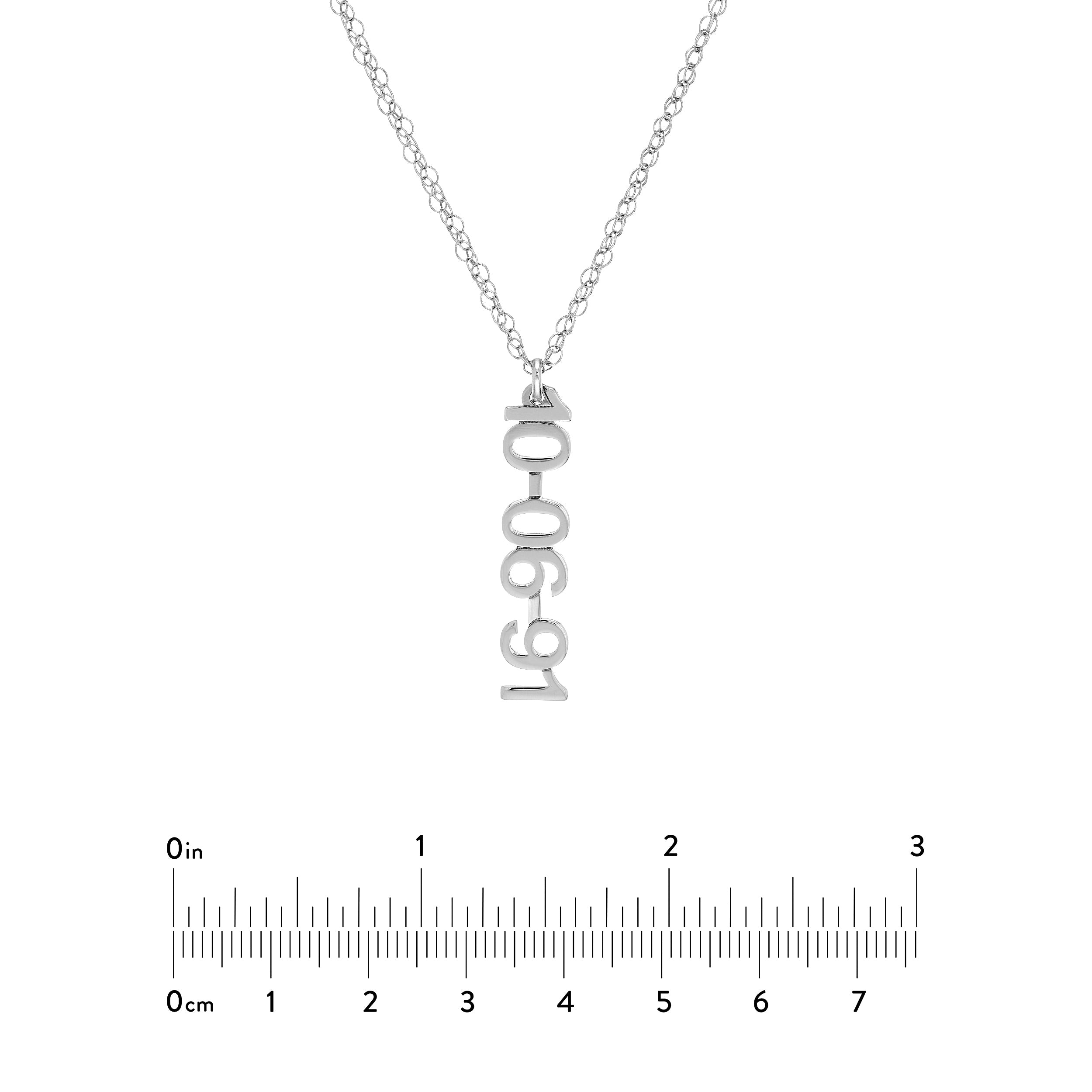 7mm Vertical Block Numeral Necklace