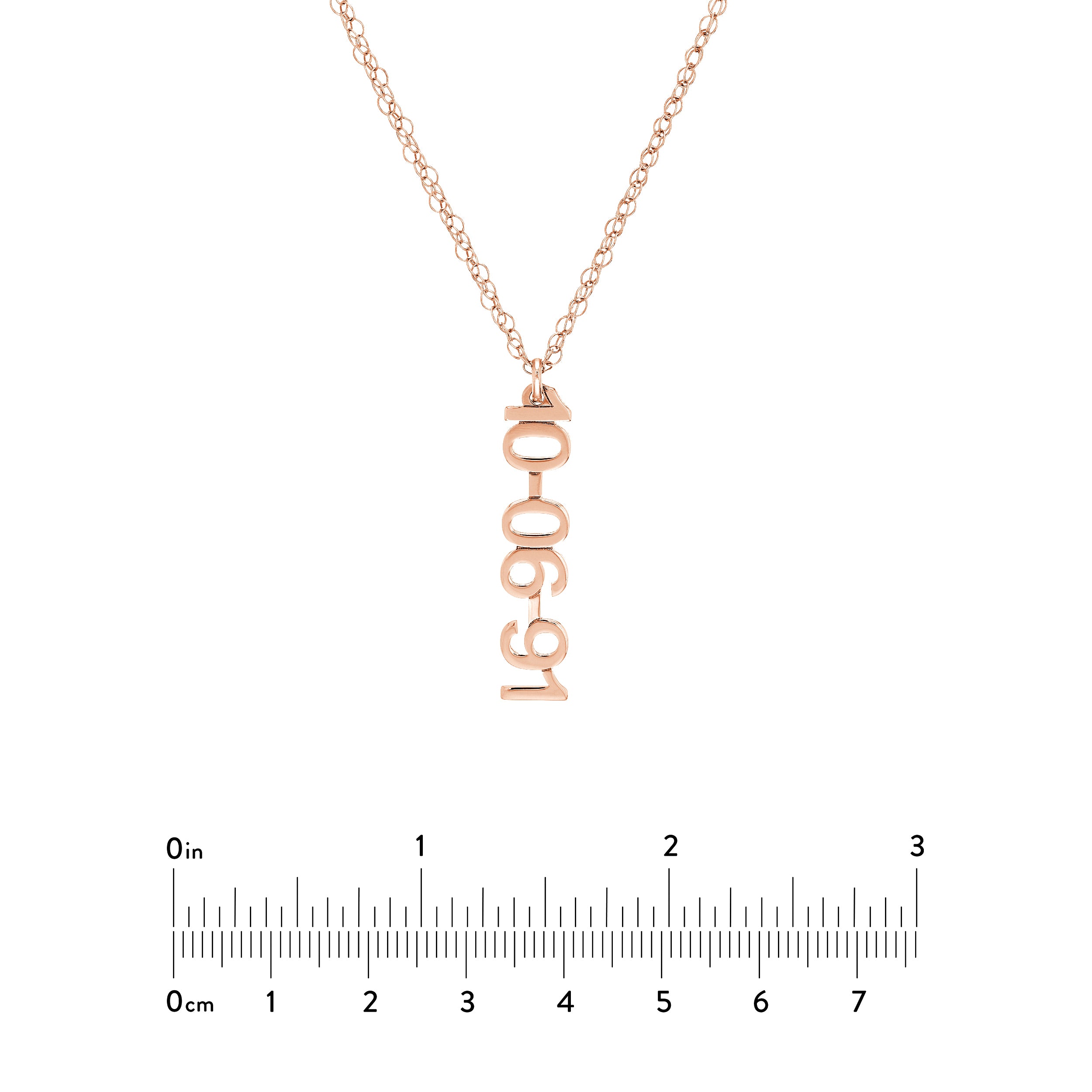 7mm Vertical Block Numeral Necklace