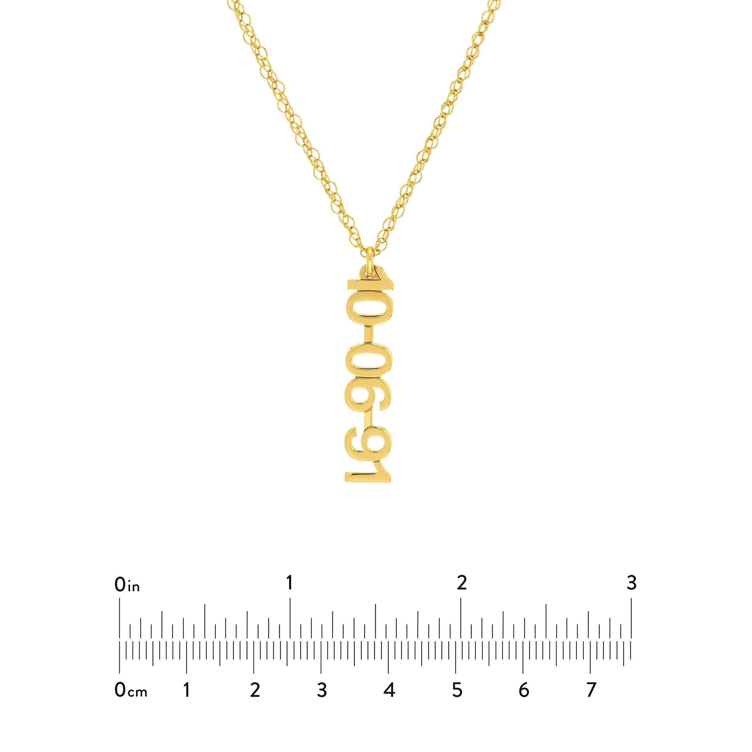 7mm Vertical Block Numeral Necklace