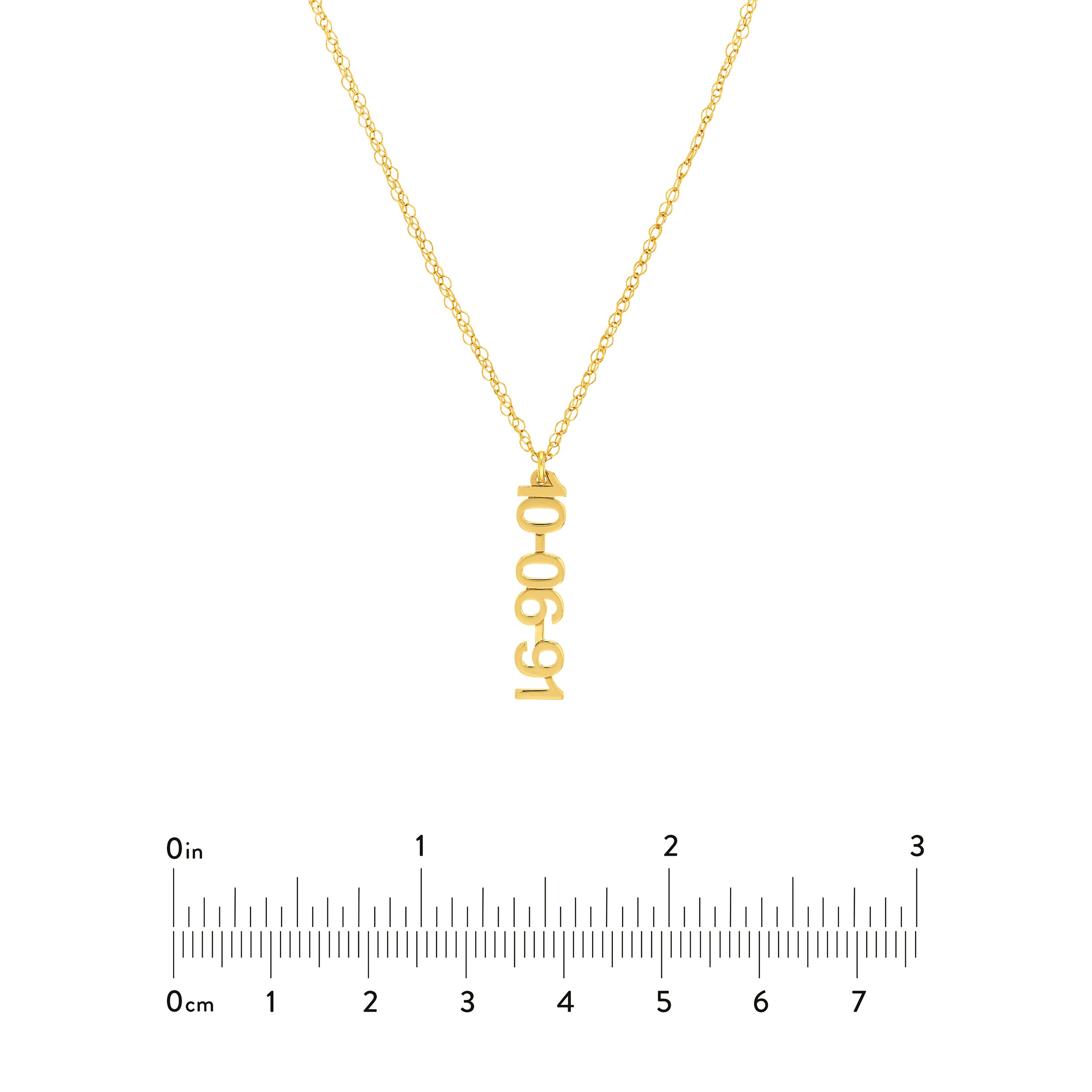 5mm Vertical Block Numeral Necklace
