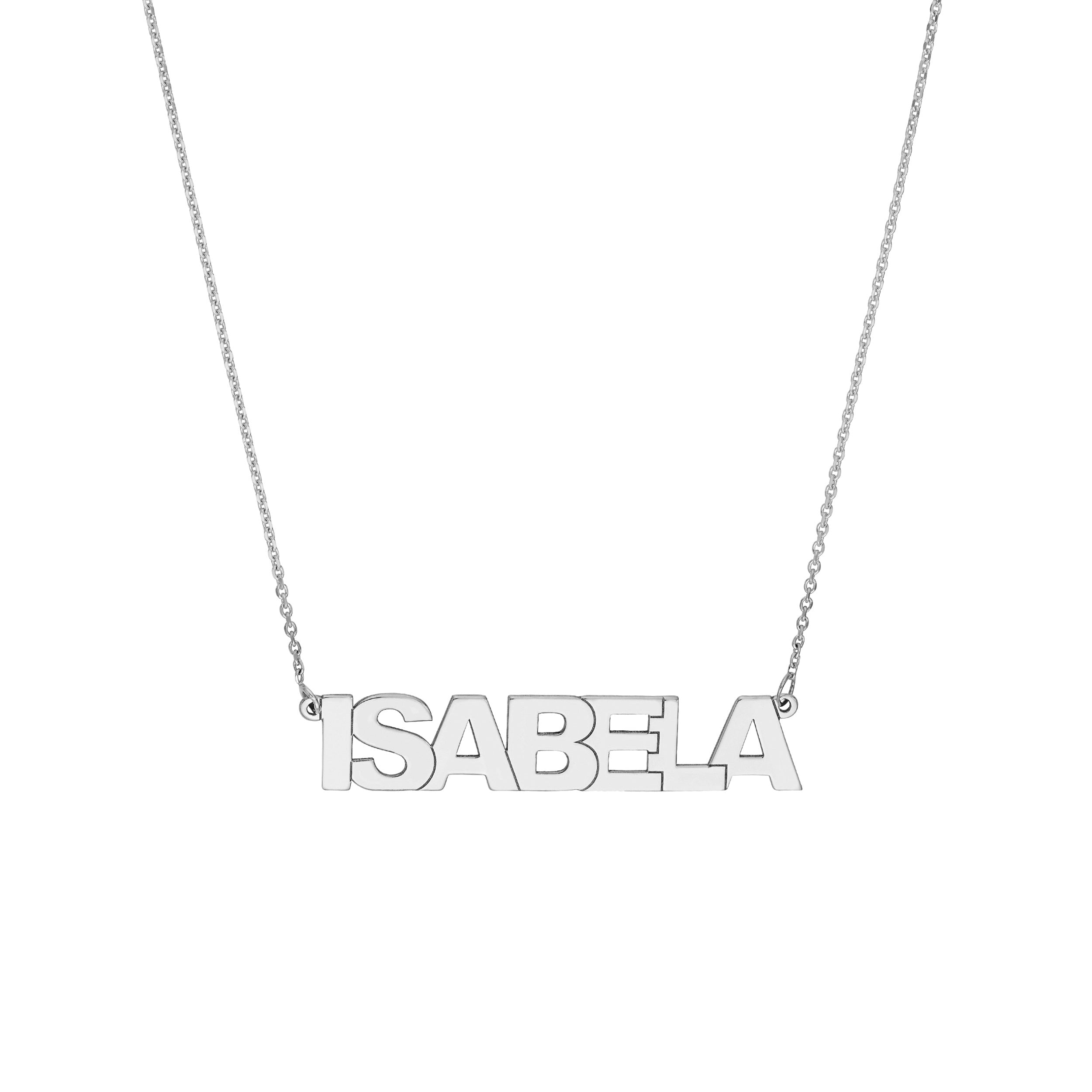 7mm Block Font Nameplate Necklace