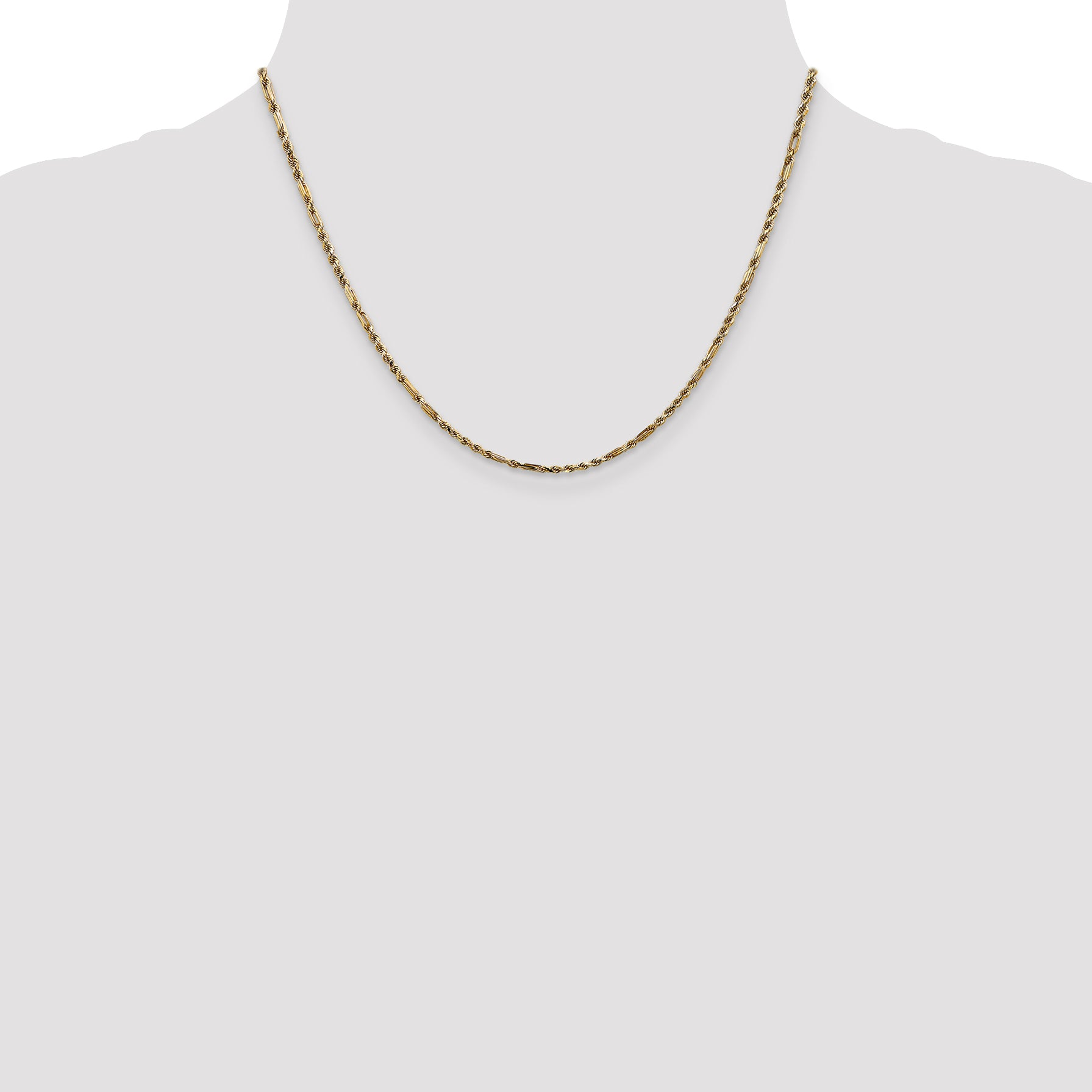 14k 2.25mm D/C Milano Rope Chain