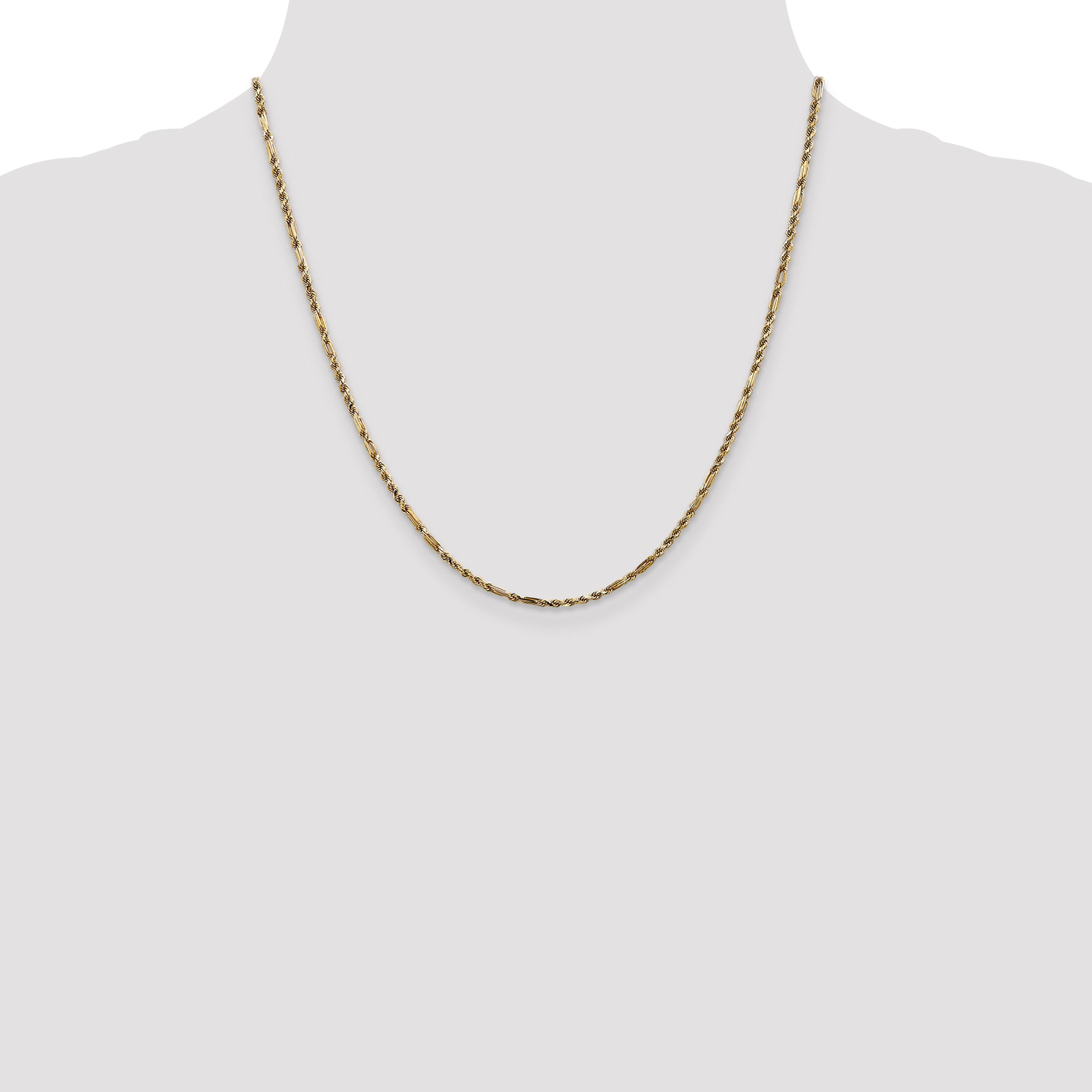 14k 2.25mm D/C Milano Rope Chain