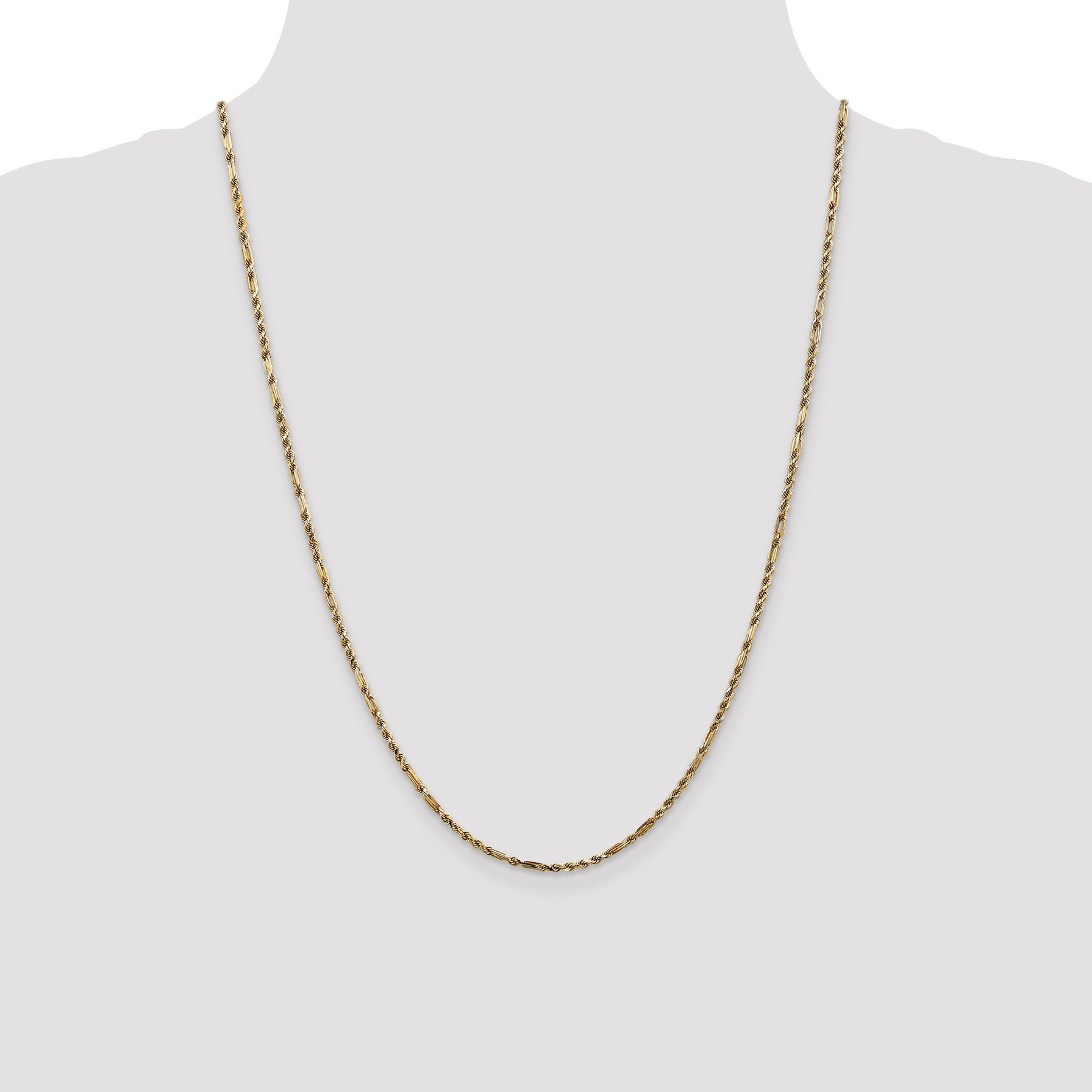 14k 2.25mm D/C Milano Rope Chain