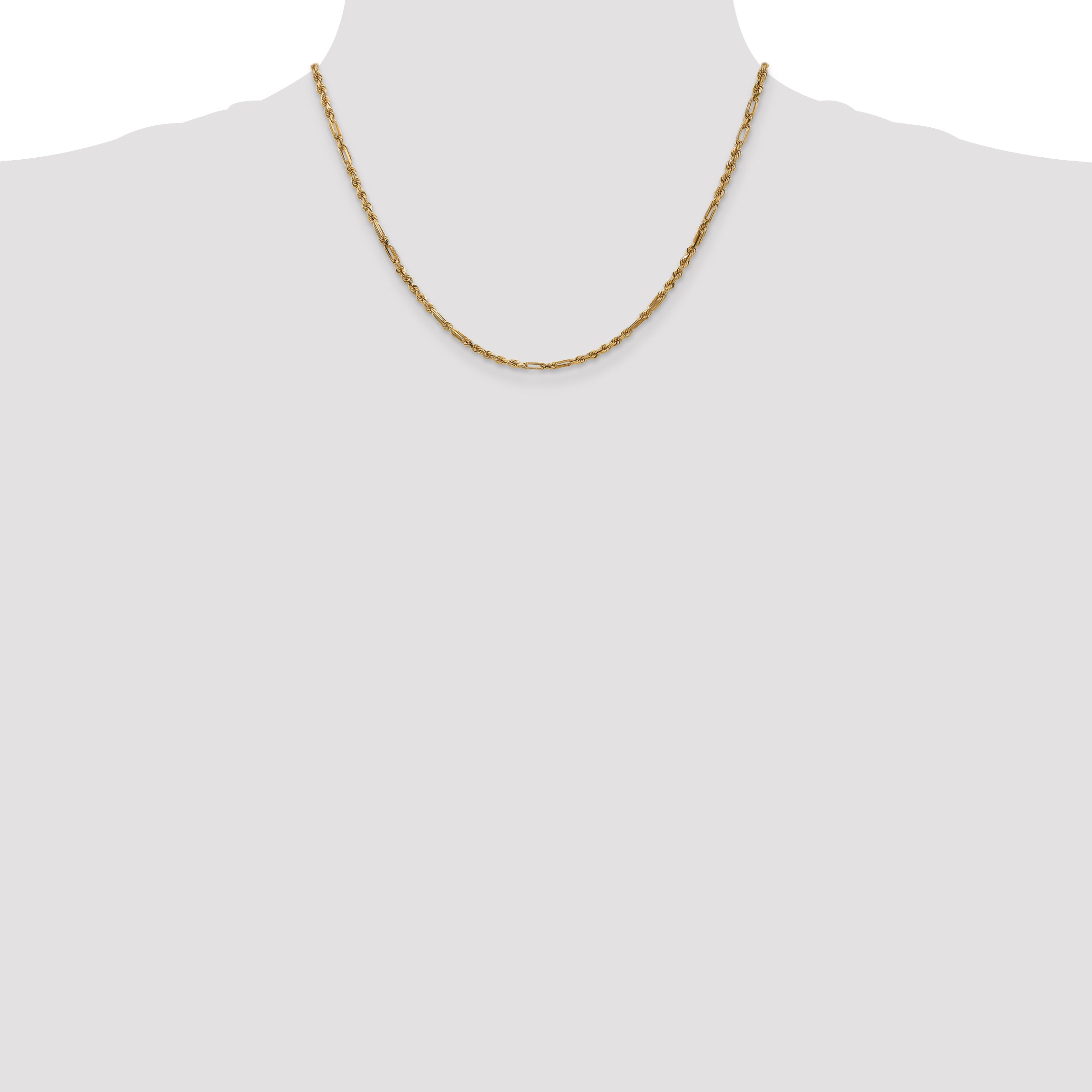 14k 2.5mm D/C Milano Rope Chain