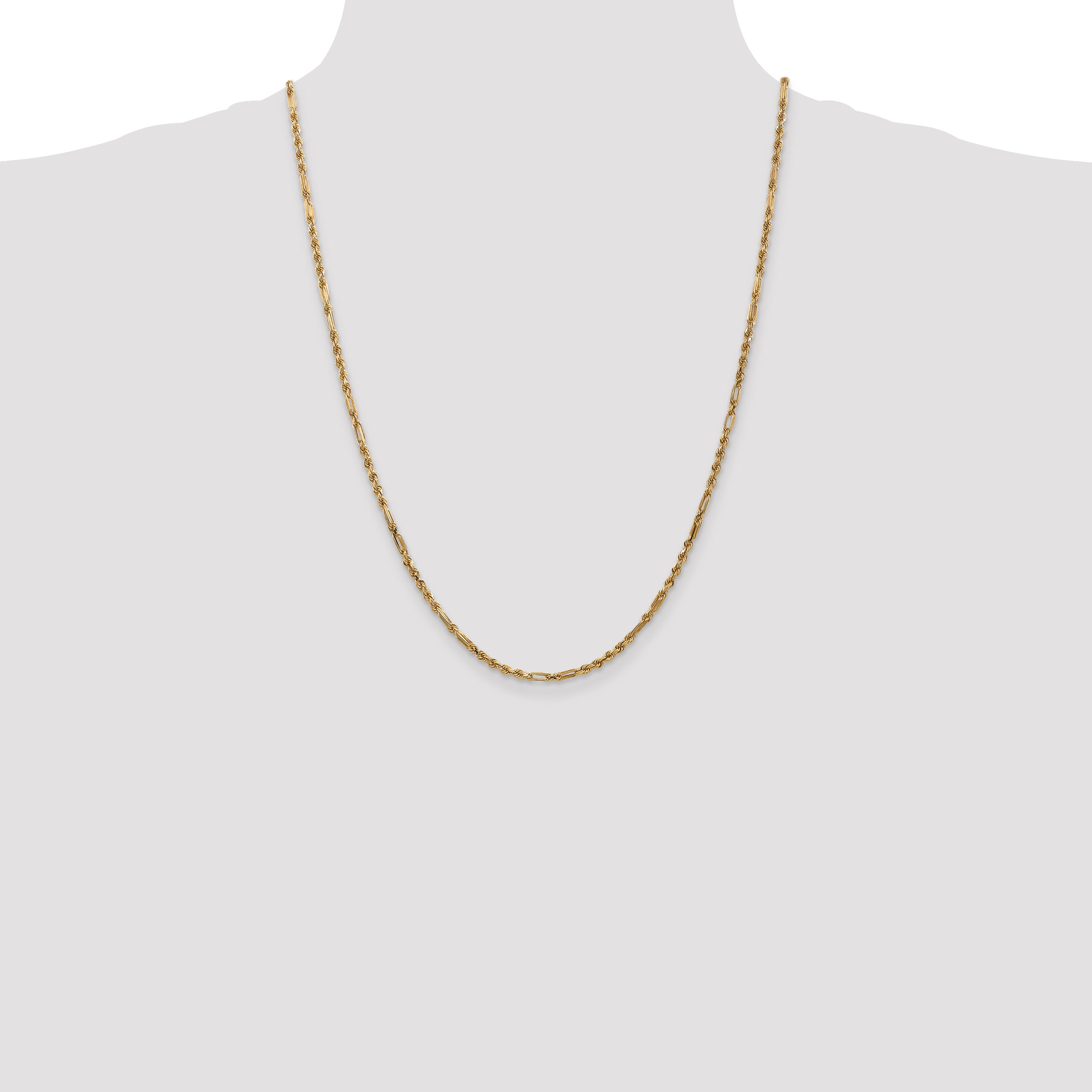 14k 2.5mm D/C Milano Rope Chain