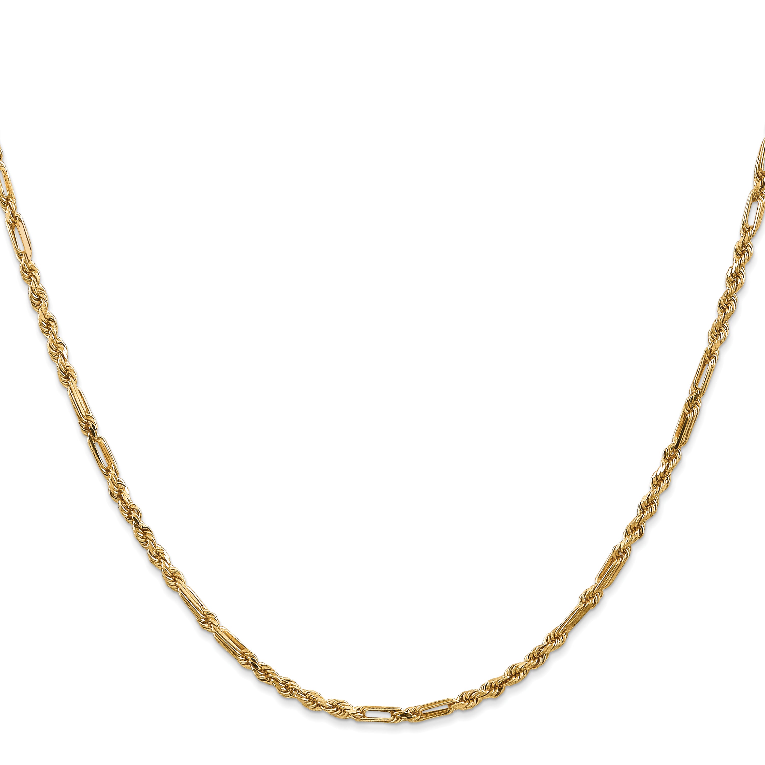 14k 2.5mm D/C Milano Rope Chain