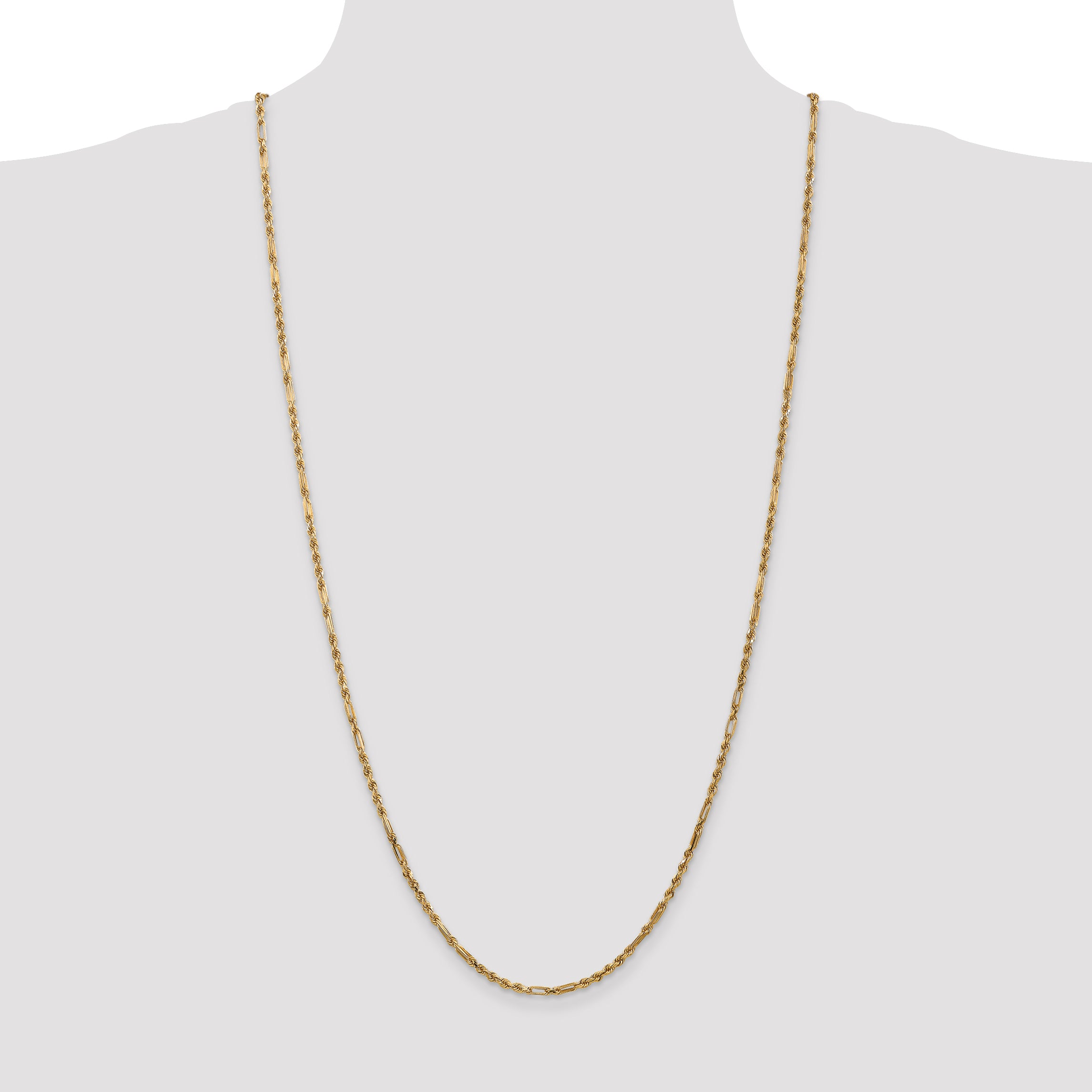 14k 2.5mm D/C Milano Rope Chain