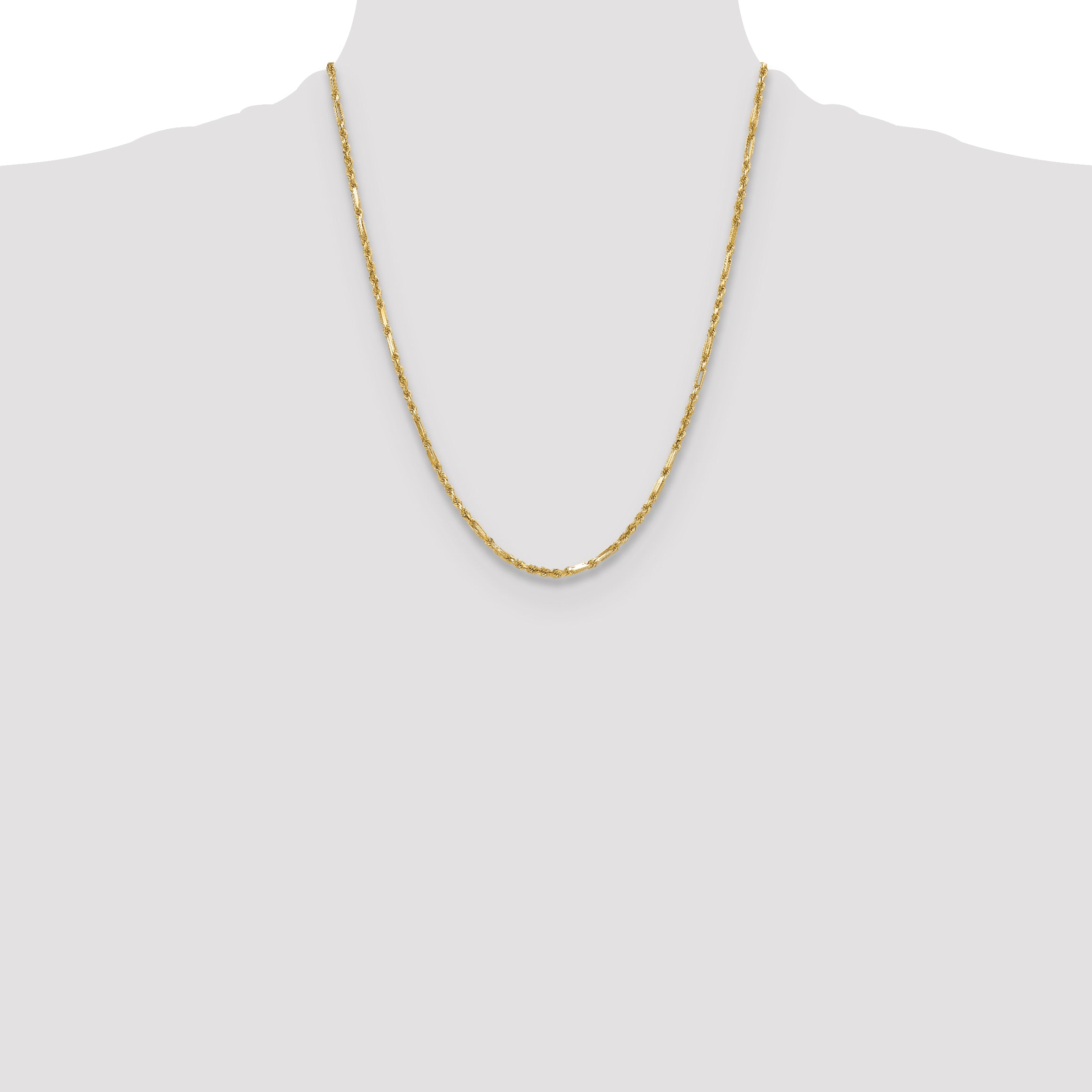 14k 2.75mm D/C Milano Rope Chain