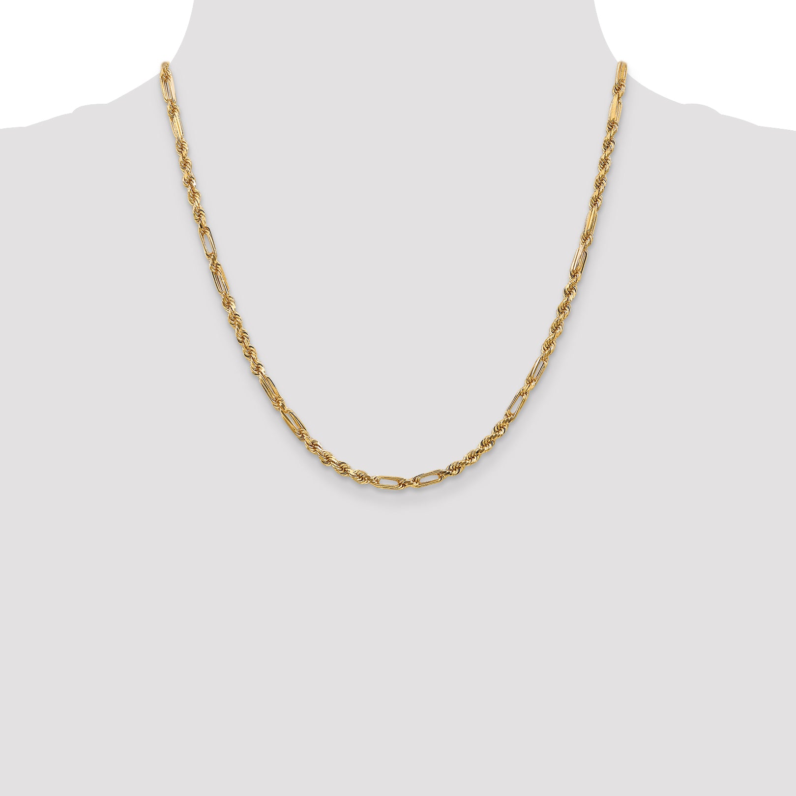 14k 3.0mm D/C Milano Rope Chain