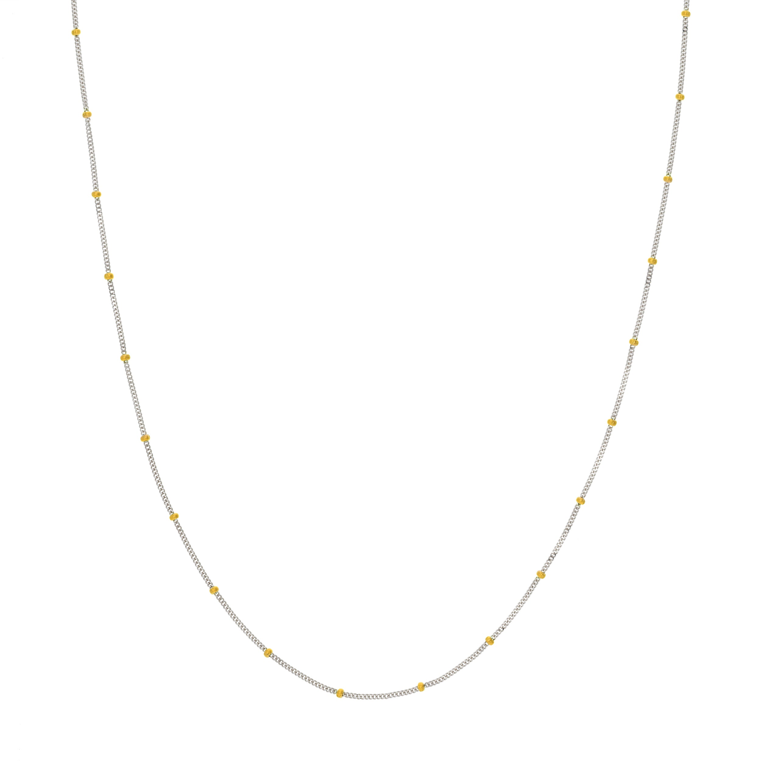 2.0mm Two-Tone Saturn Curb Chain with Lobster Lock