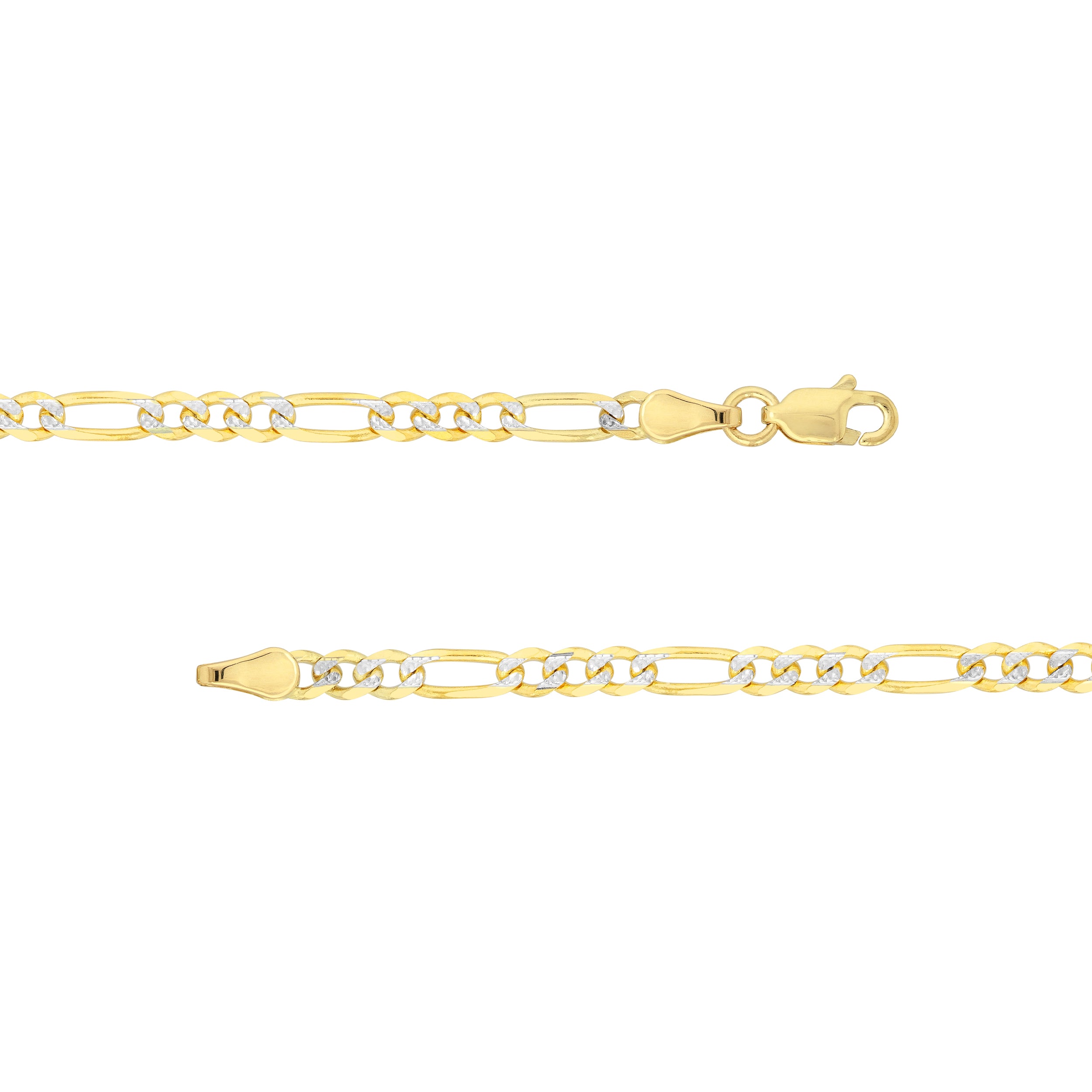 3.2mm Two-Tone Pavé Figaro Chain with Lobster Lock