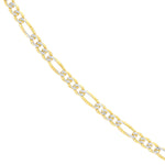 3.9mm Two-Tone Pavé Figaro Chain with Lobster Lock