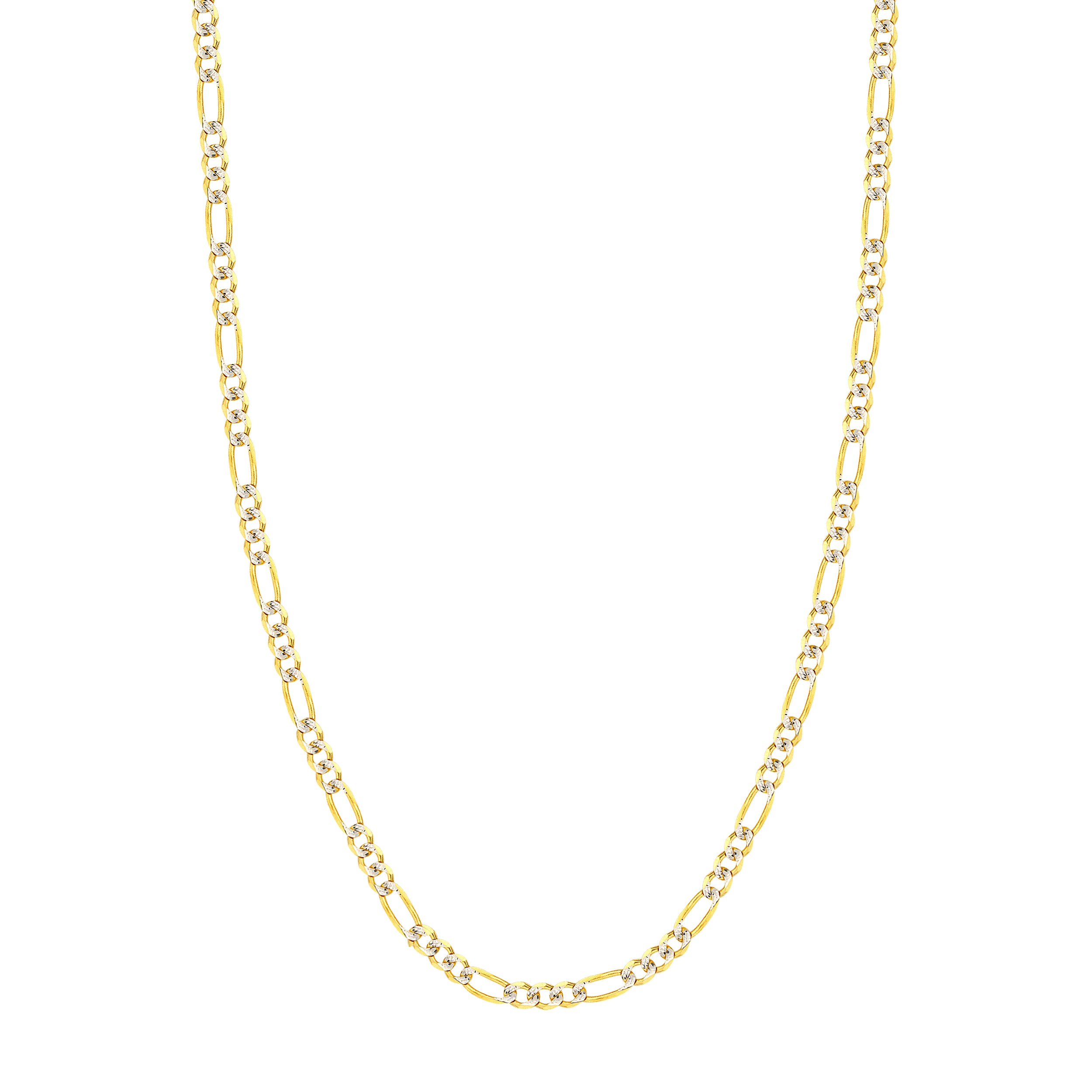 4.75mm Two-Tone Pavé Figaro Chain with Lobster Lock