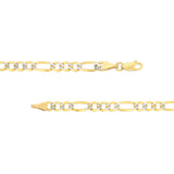 4.75mm Two-Tone Pavé Figaro Chain with Lobster Lock