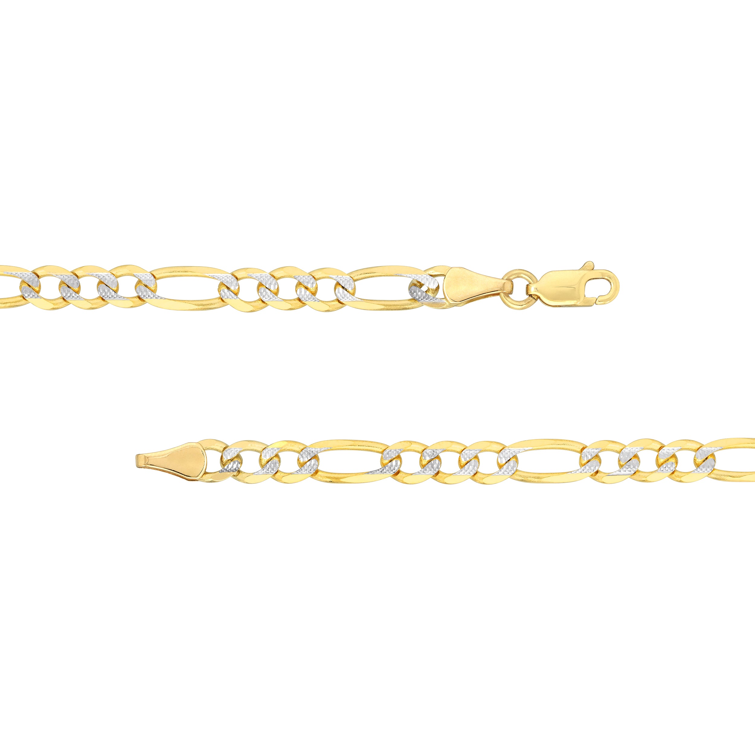 4.75mm Two-Tone Pavé Figaro Chain with Lobster Lock