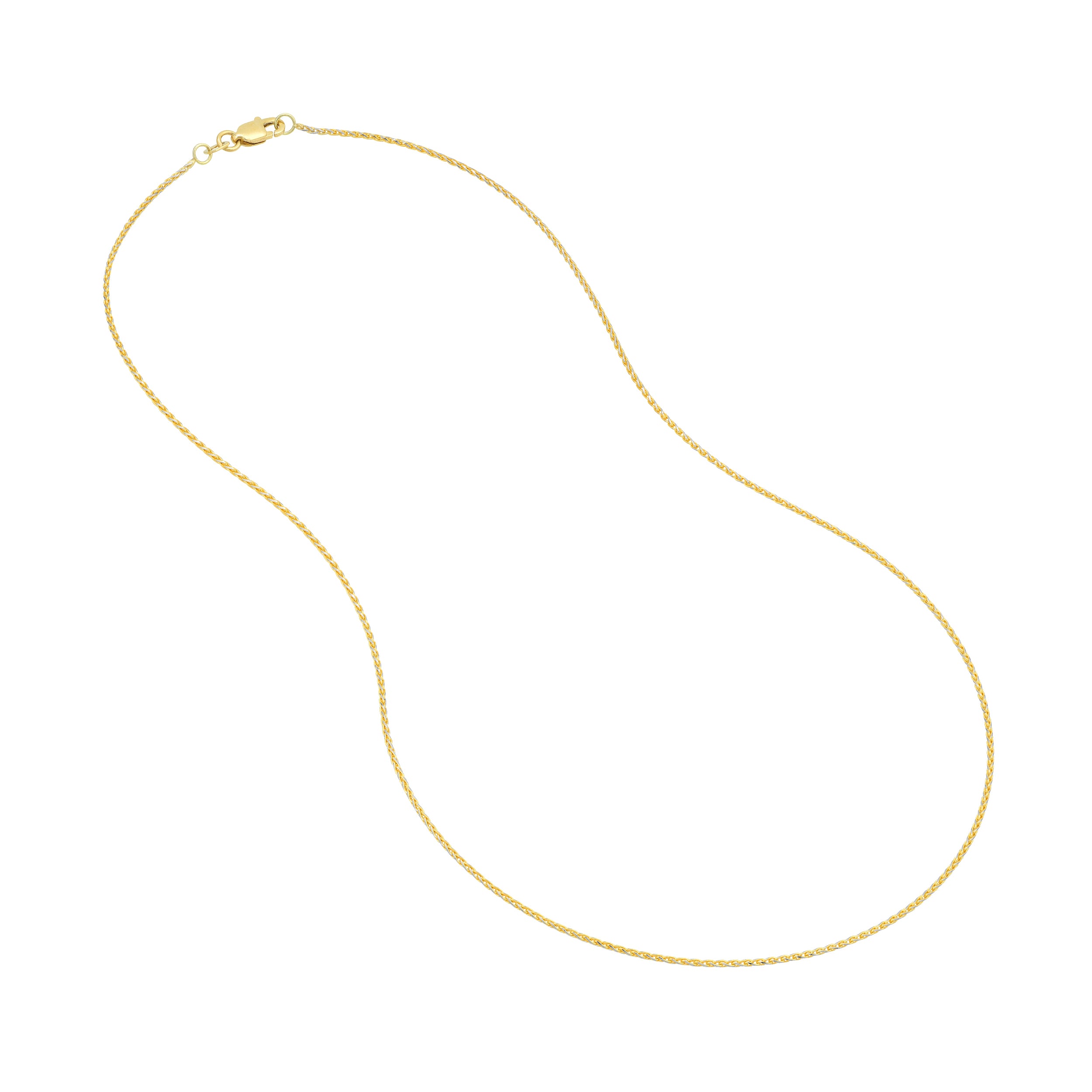 1.20mm Two-Tone Pavé Wheat Chain with Lobster Lock