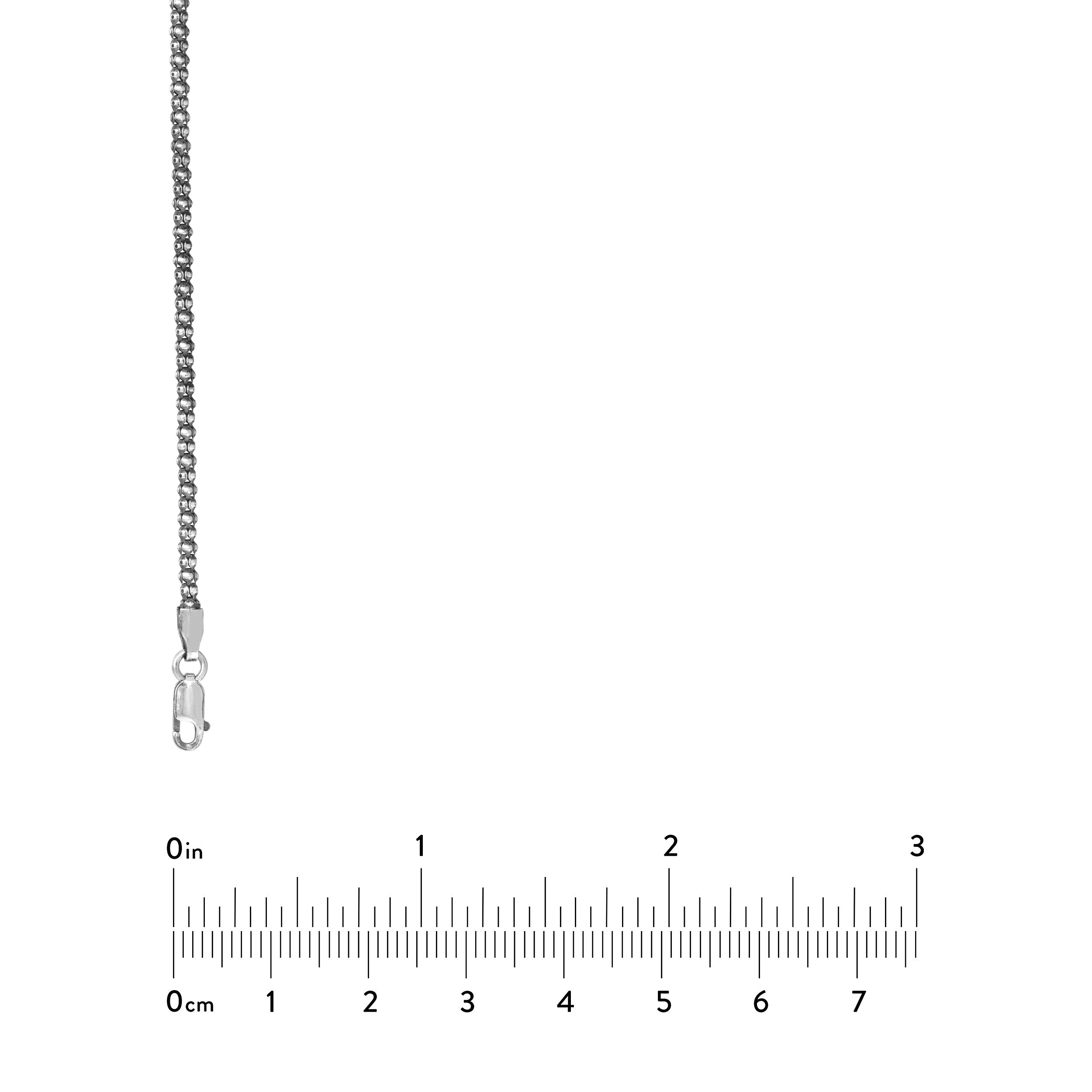 Sterling Silver 2.3mm Oxidized Popcorn Chain with Lobster Lo