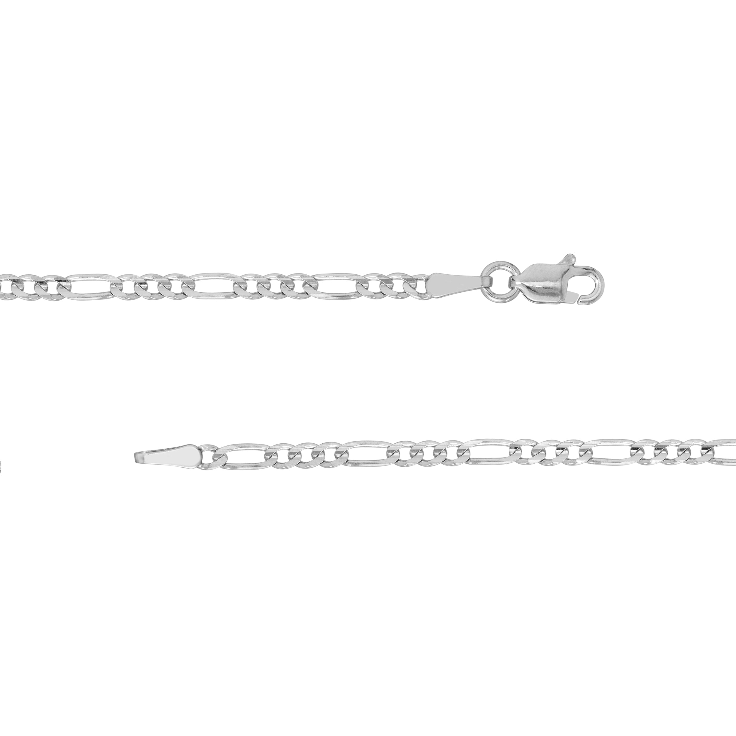 Sterling Silver 2.4mm Concave Figaro Chain with Lobster Lock