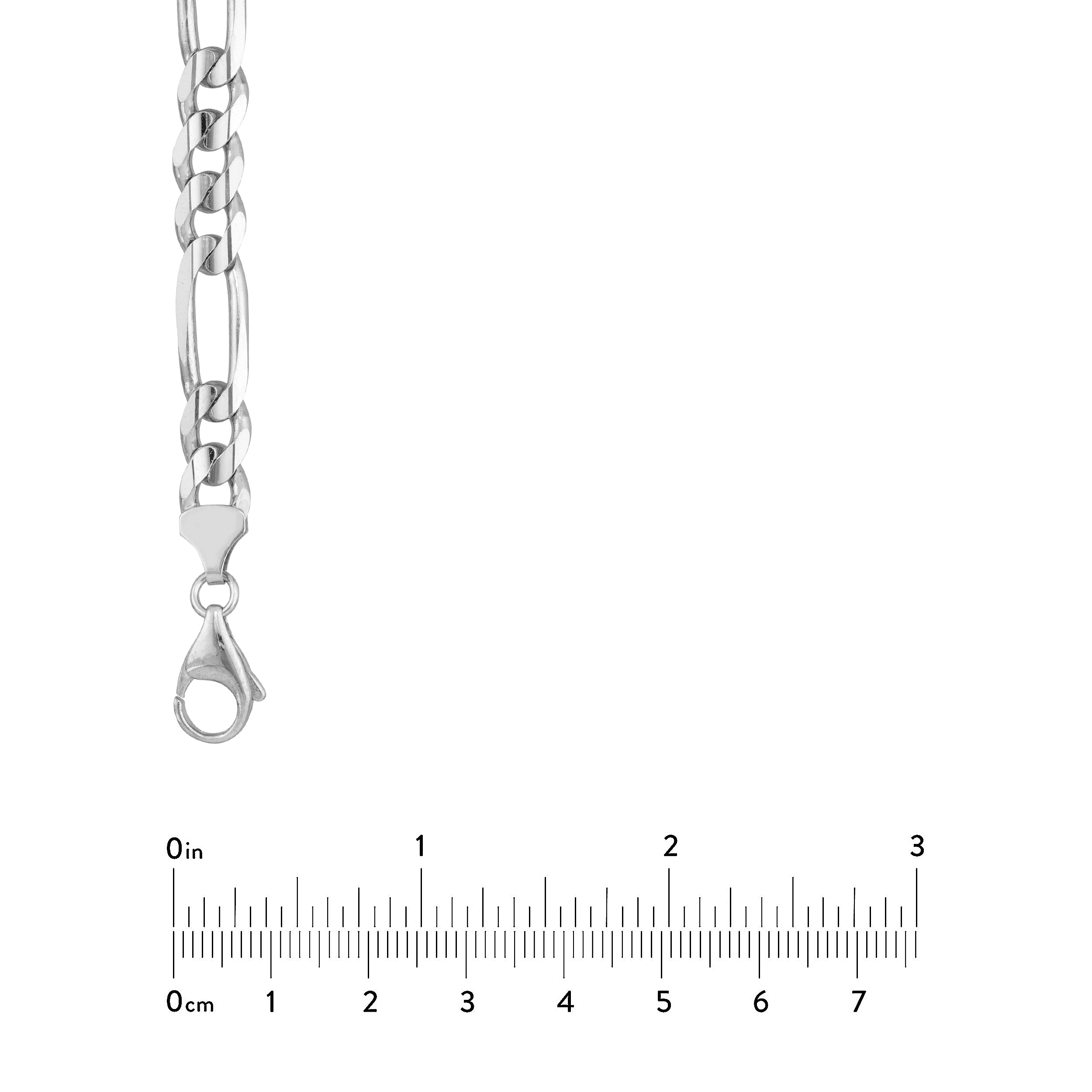 Sterling Silver 8.4mm Concave Figaro Chain with Lobster Lock
