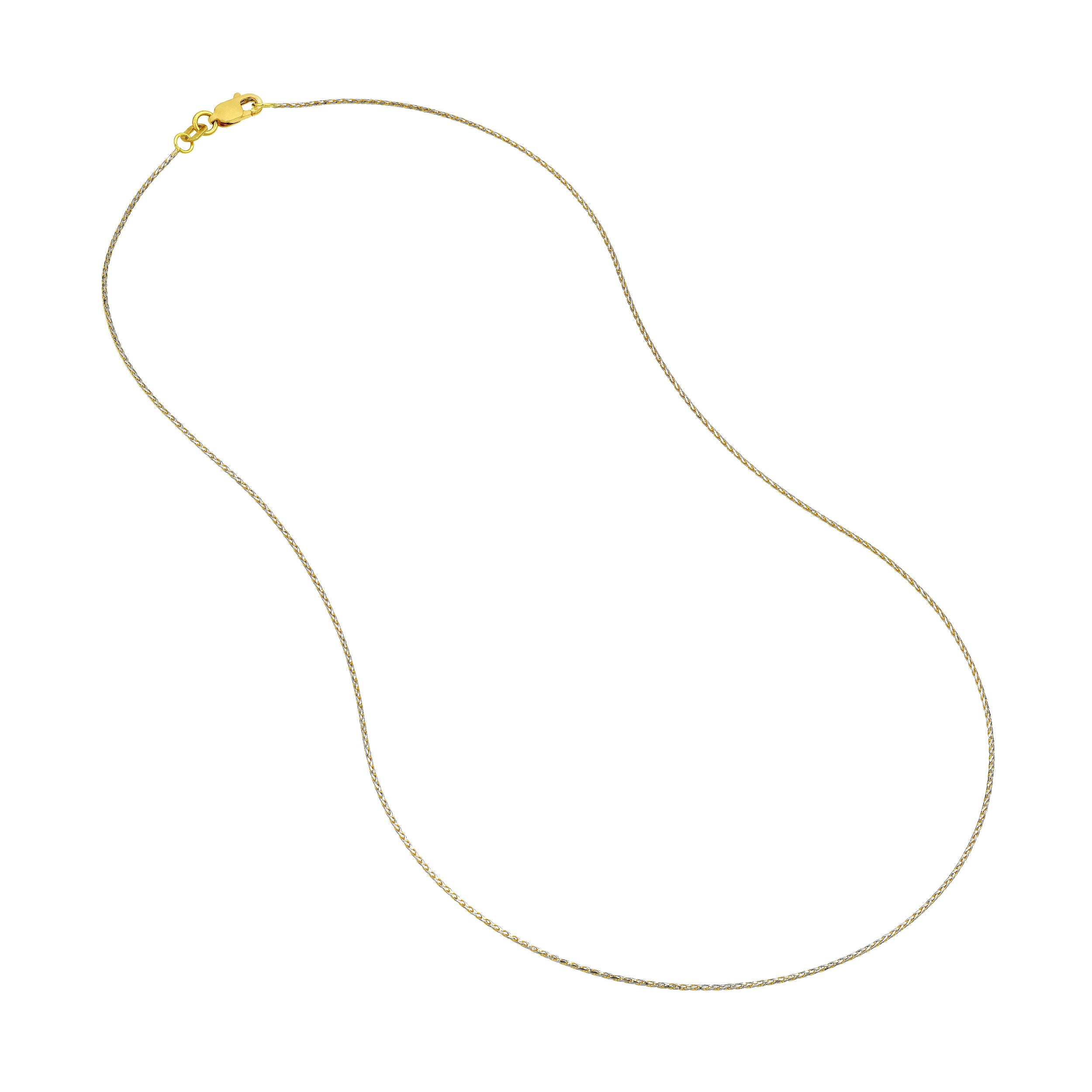 1.05mm Two-Tone Pavé Wheat Chain with Lobster Lock