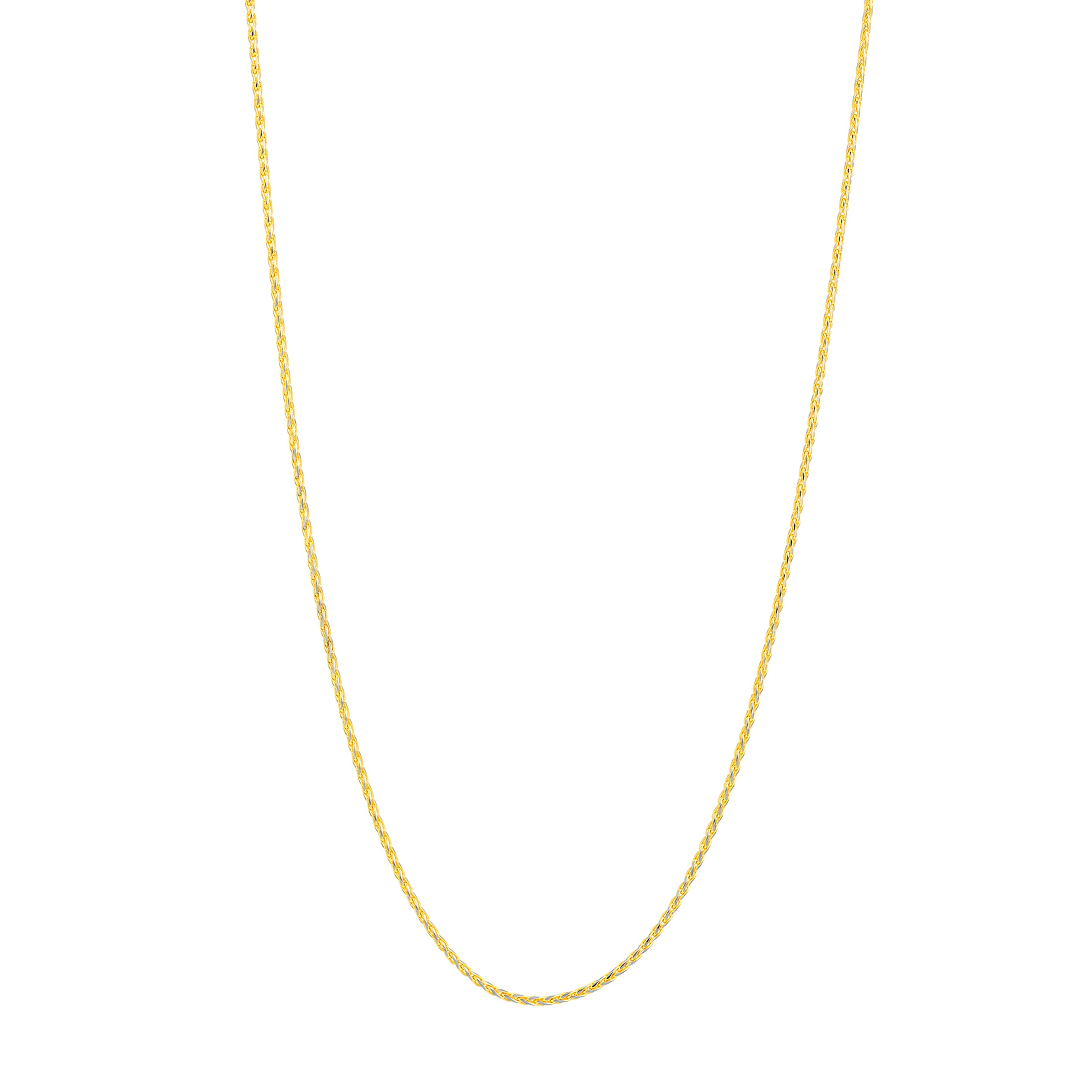 1.05mm Two-Tone Pavé Wheat Chain with Lobster Lock
