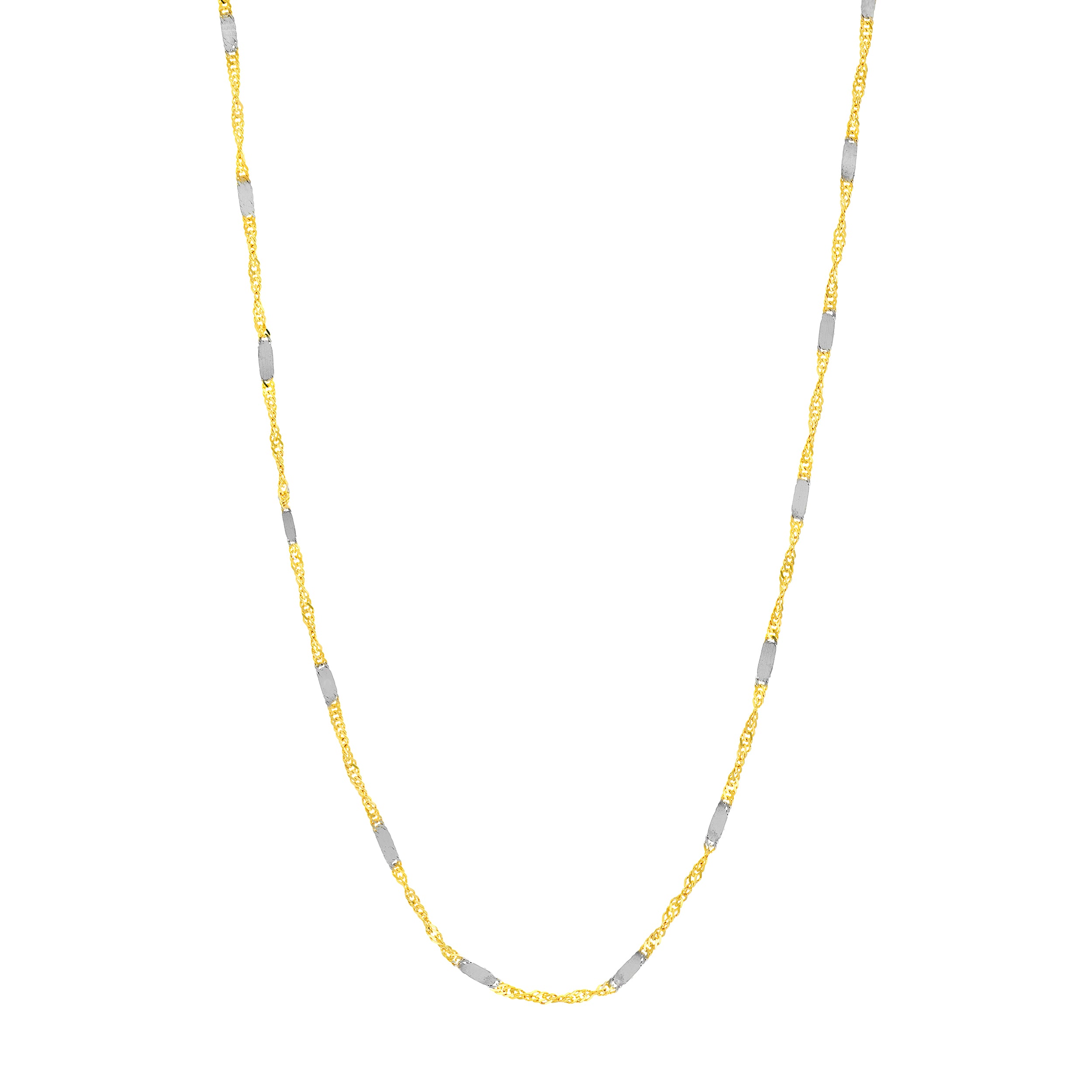 Two-tone Singapore Flat Saturn Chain