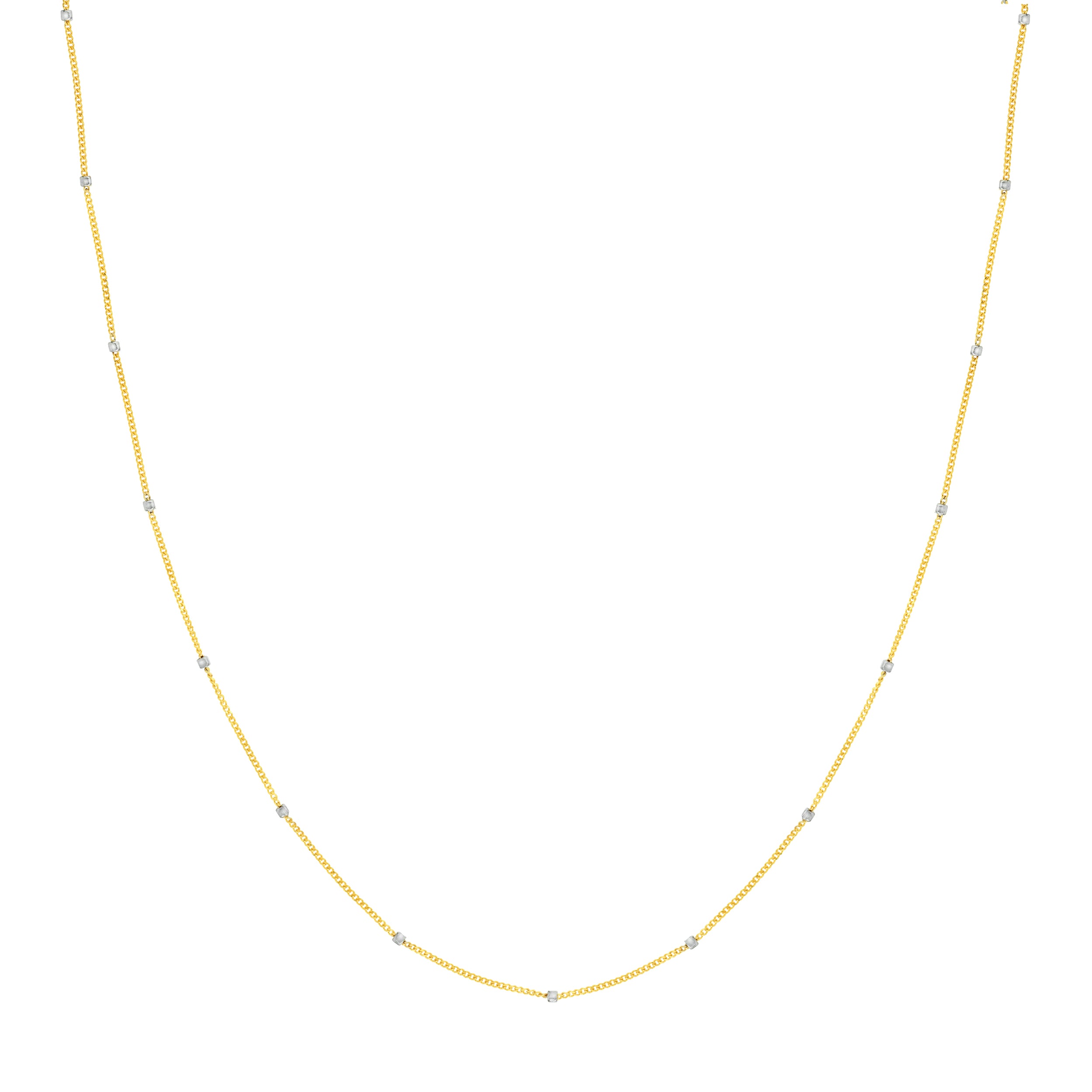 Two-Tone Cube Saturn Chain with Lobster Lock