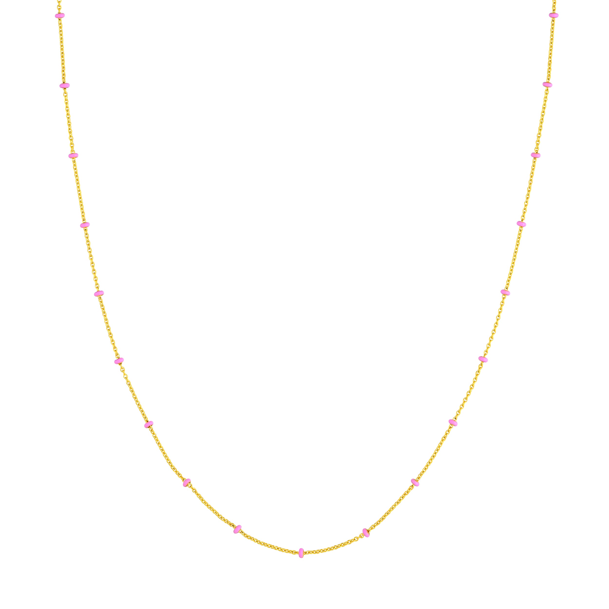 Pink Enamel Bead Saturn Chain