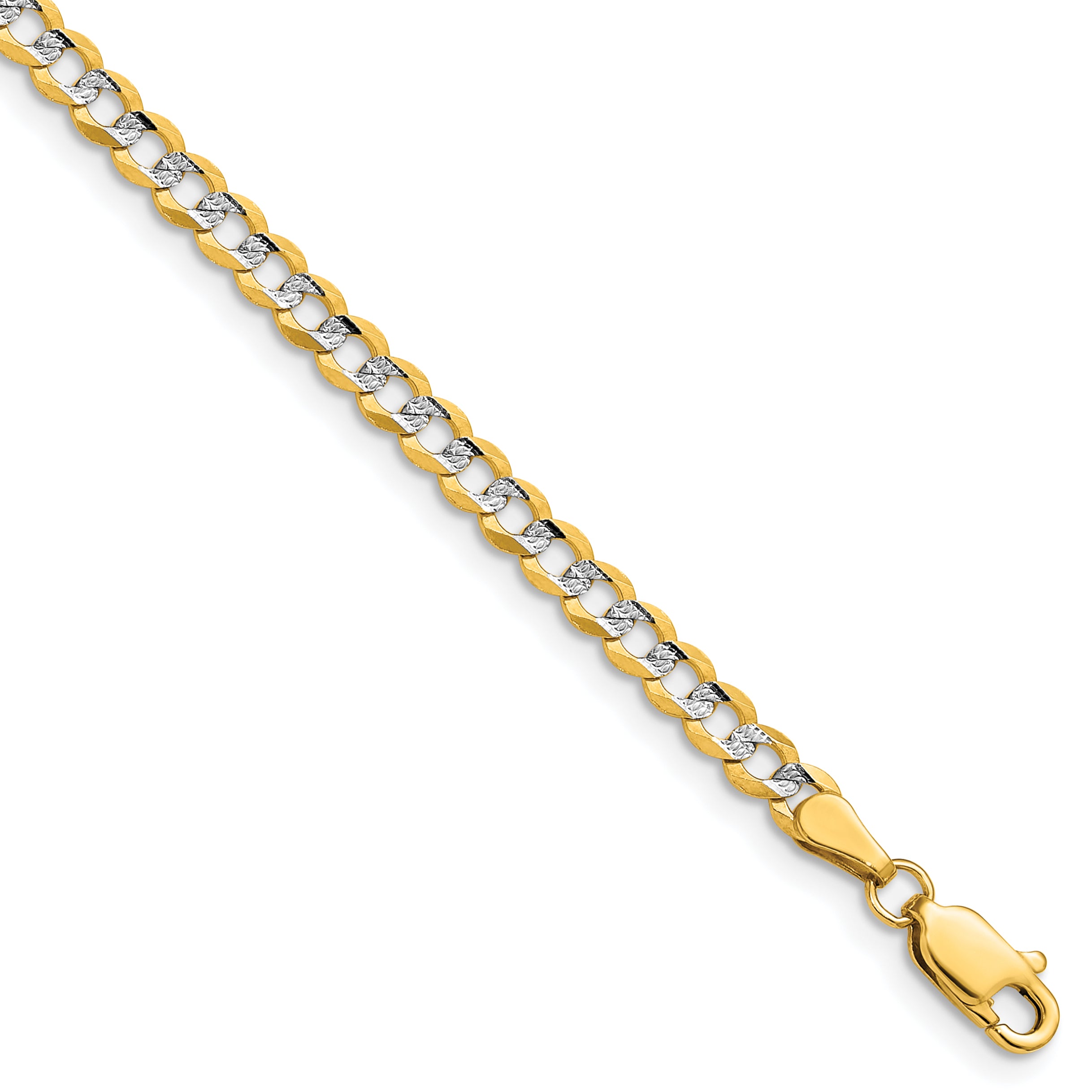 14k 3.7mm Lightweight PavÃ© Flat Cuban Chain