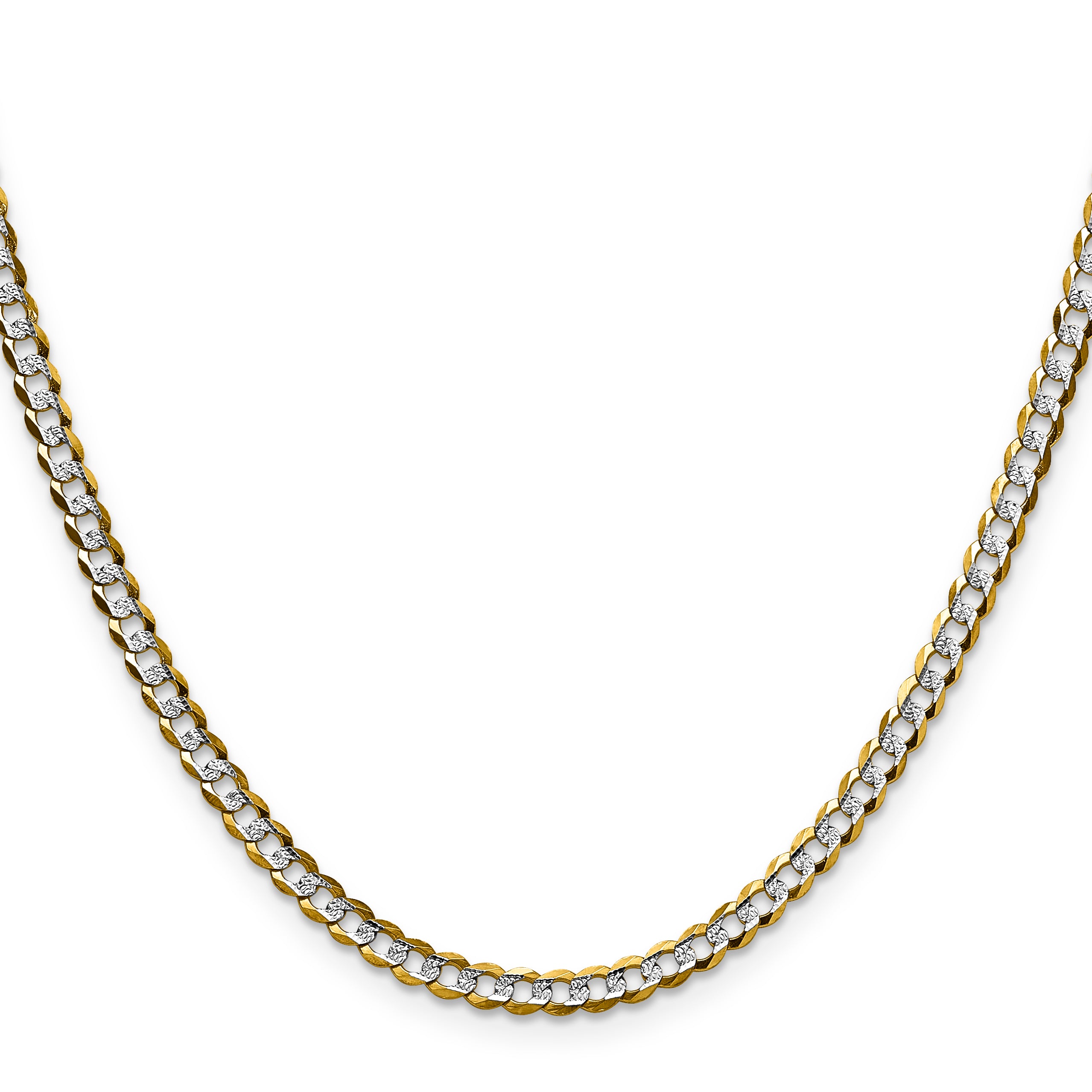 14k 3.7mm Lightweight PavÃ© Flat Cuban Chain