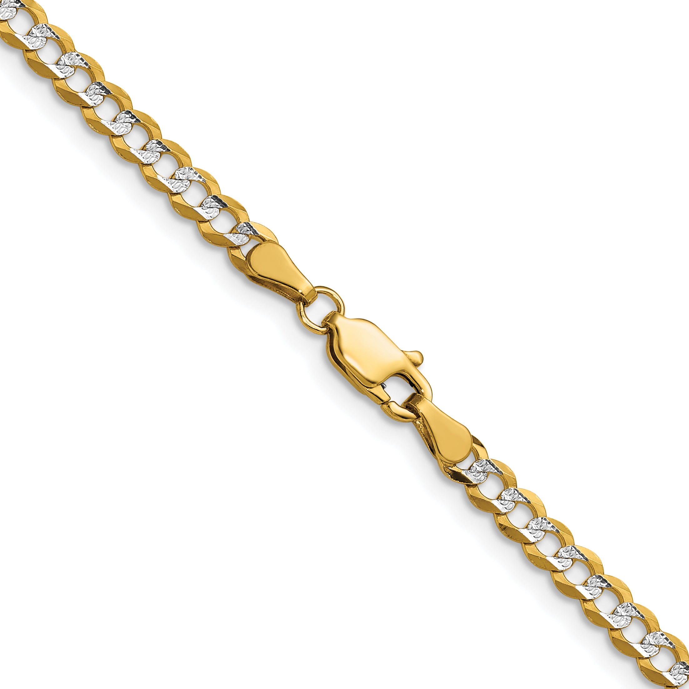 14k 3.7mm Lightweight PavÃ© Flat Cuban Chain