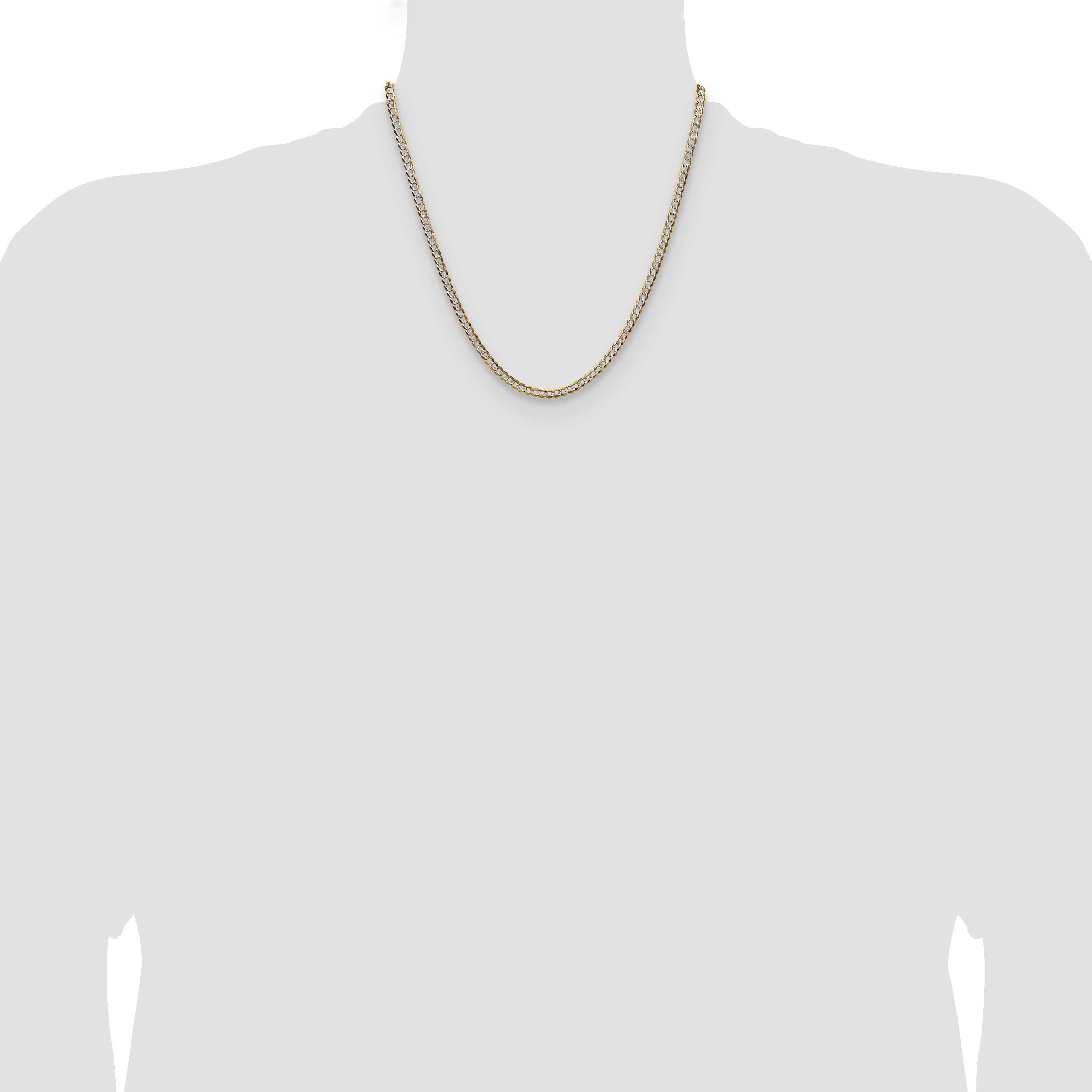 14k 3.7mm Lightweight PavÃ© Flat Cuban Chain