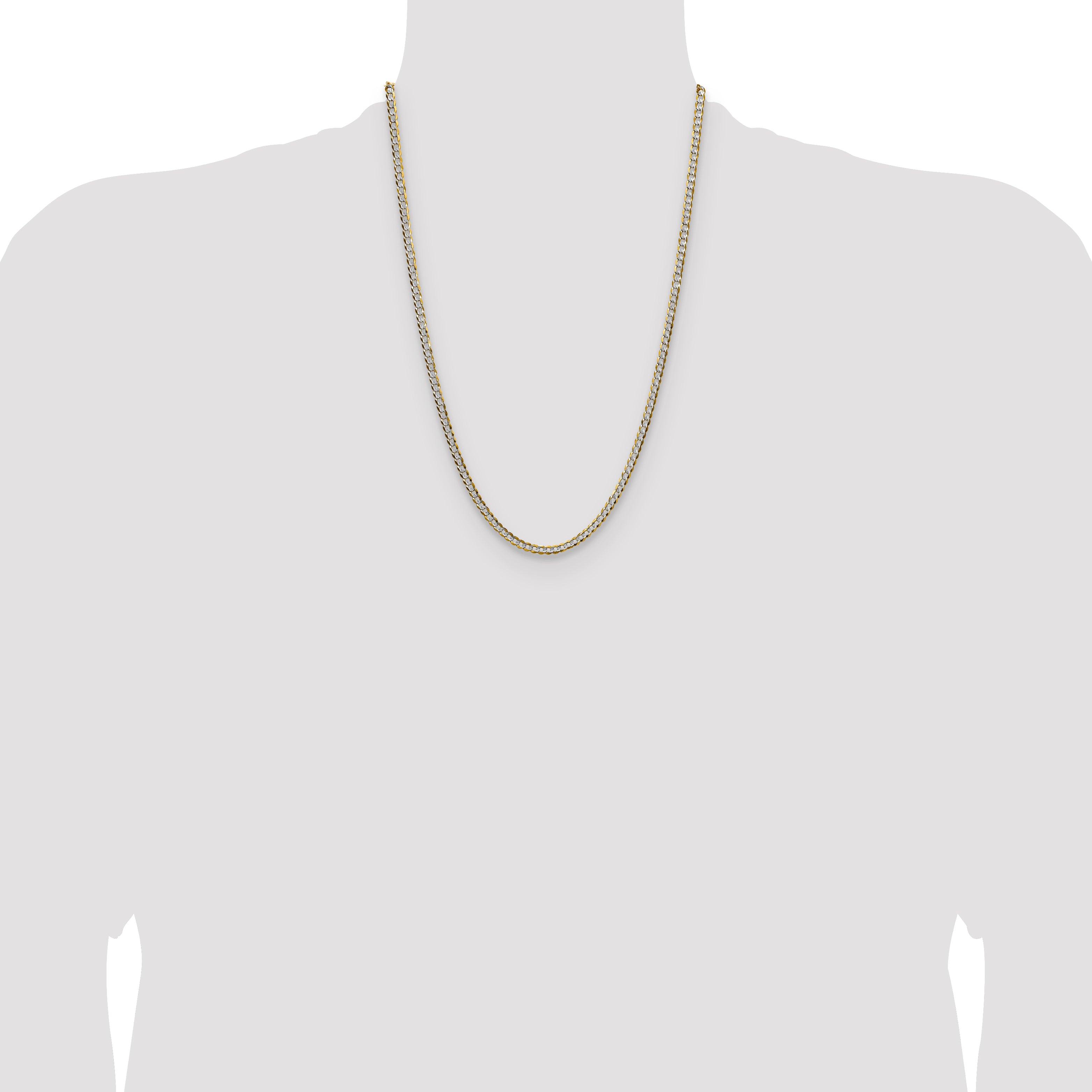 14k 3.7mm Lightweight PavÃ© Flat Cuban Chain