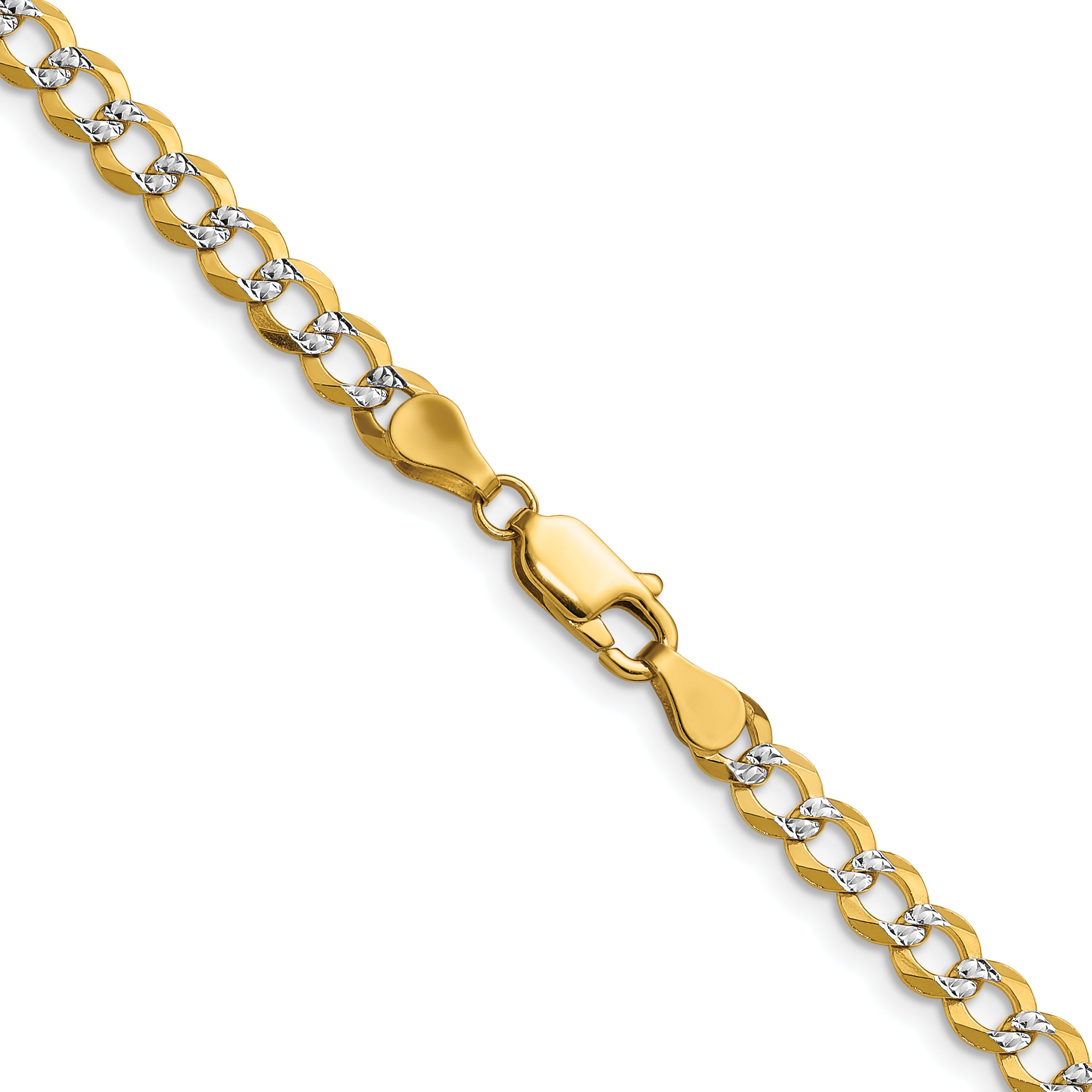 14k 4.7mm Lightweight PavÃ© Flat Cuban Chain