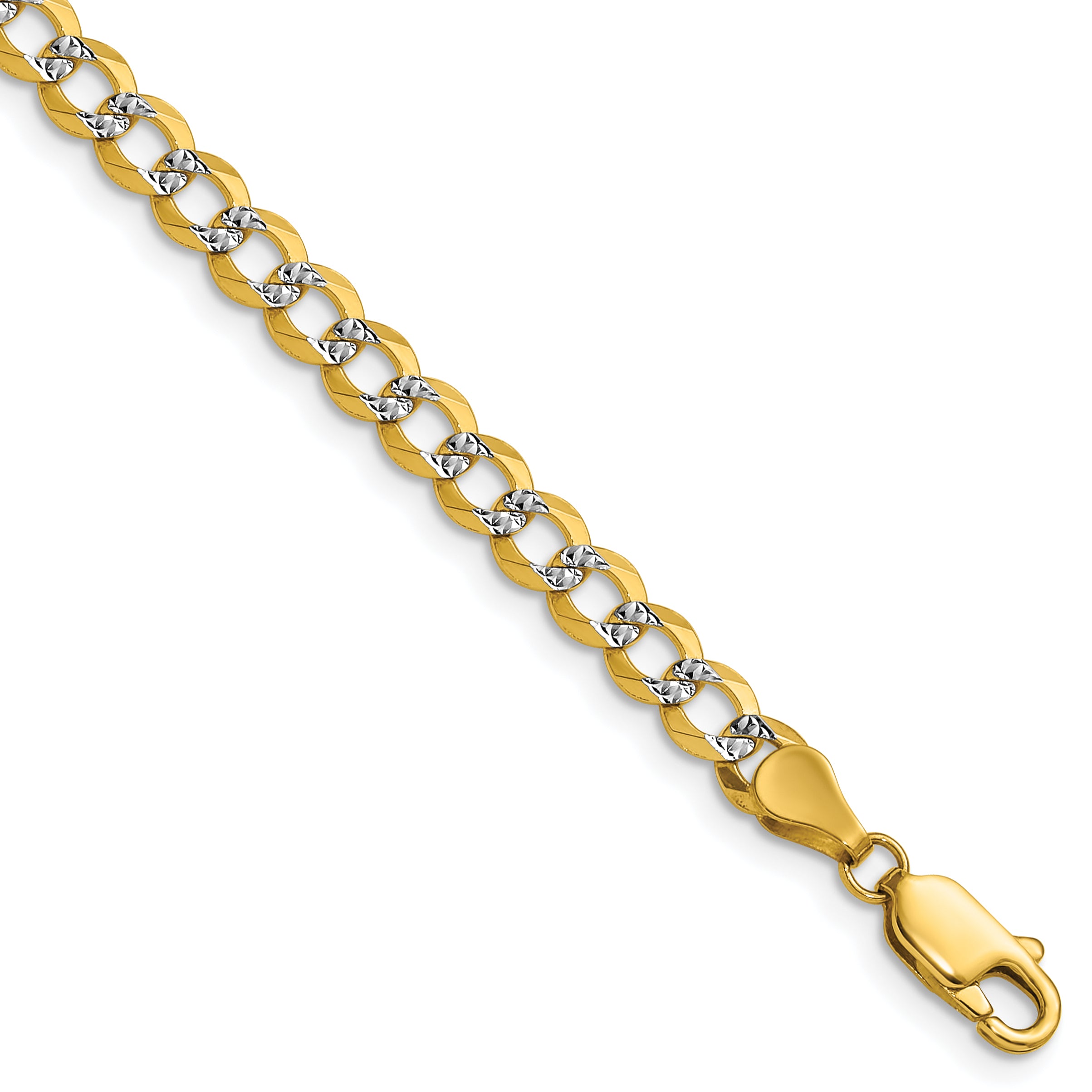 14k 4.7mm Lightweight PavÃ© Flat Cuban Chain