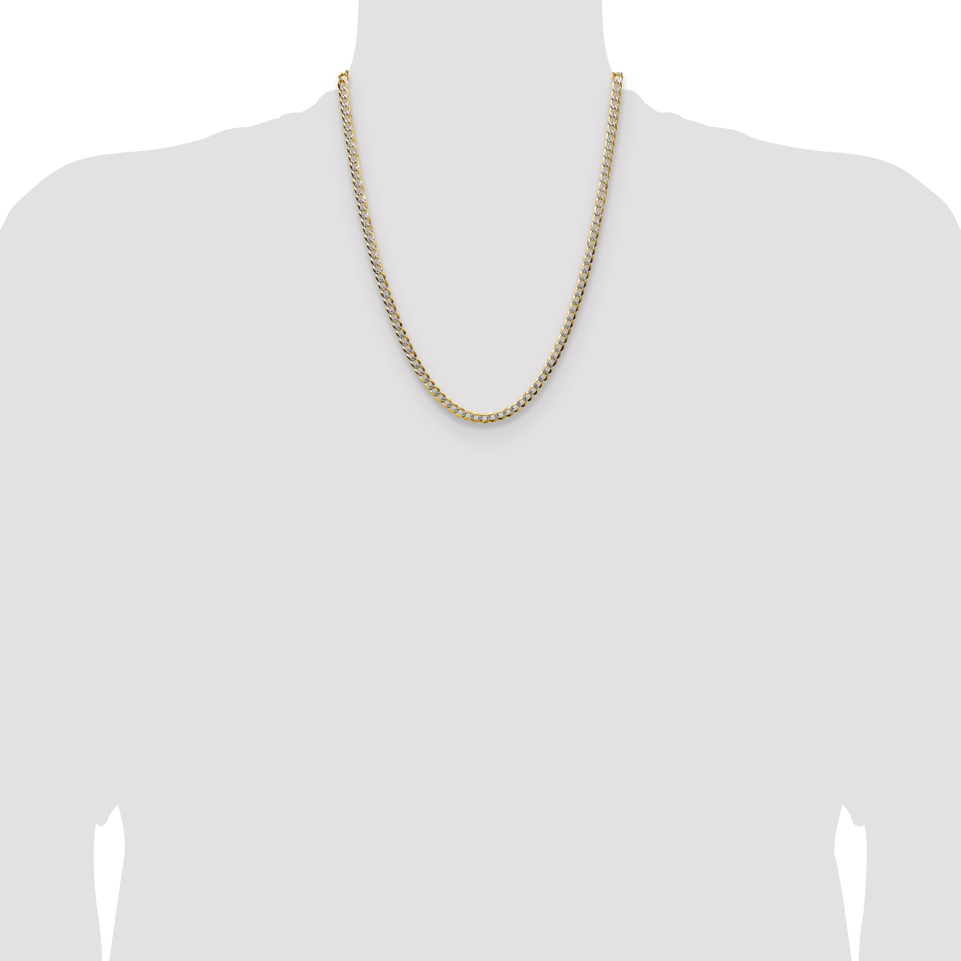 14k 4.7mm Lightweight PavÃ© Flat Cuban Chain