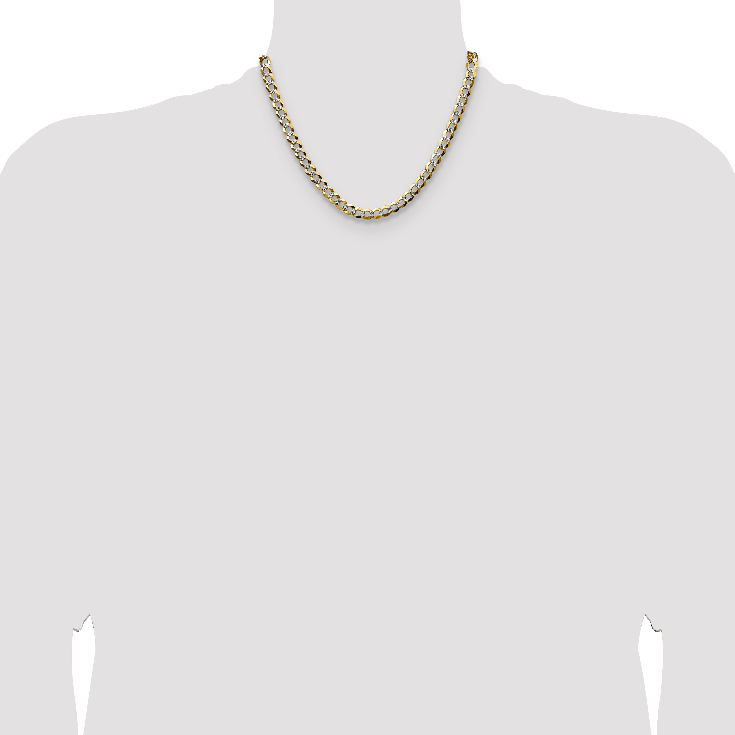14k 7.2mm Lightweight PavÃ© Flat Cuban Chain