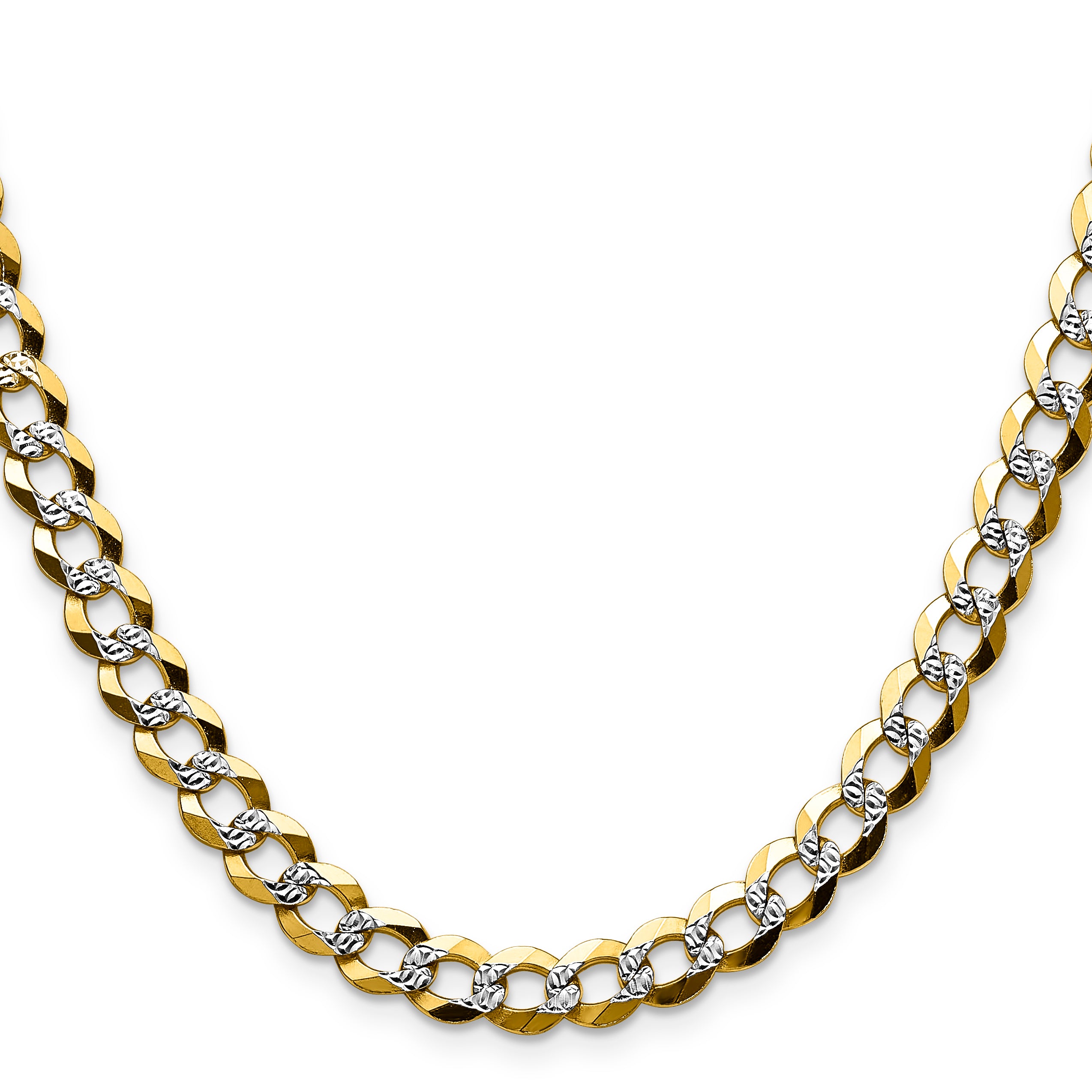 14k 7.2mm Lightweight PavÃ© Flat Cuban Chain