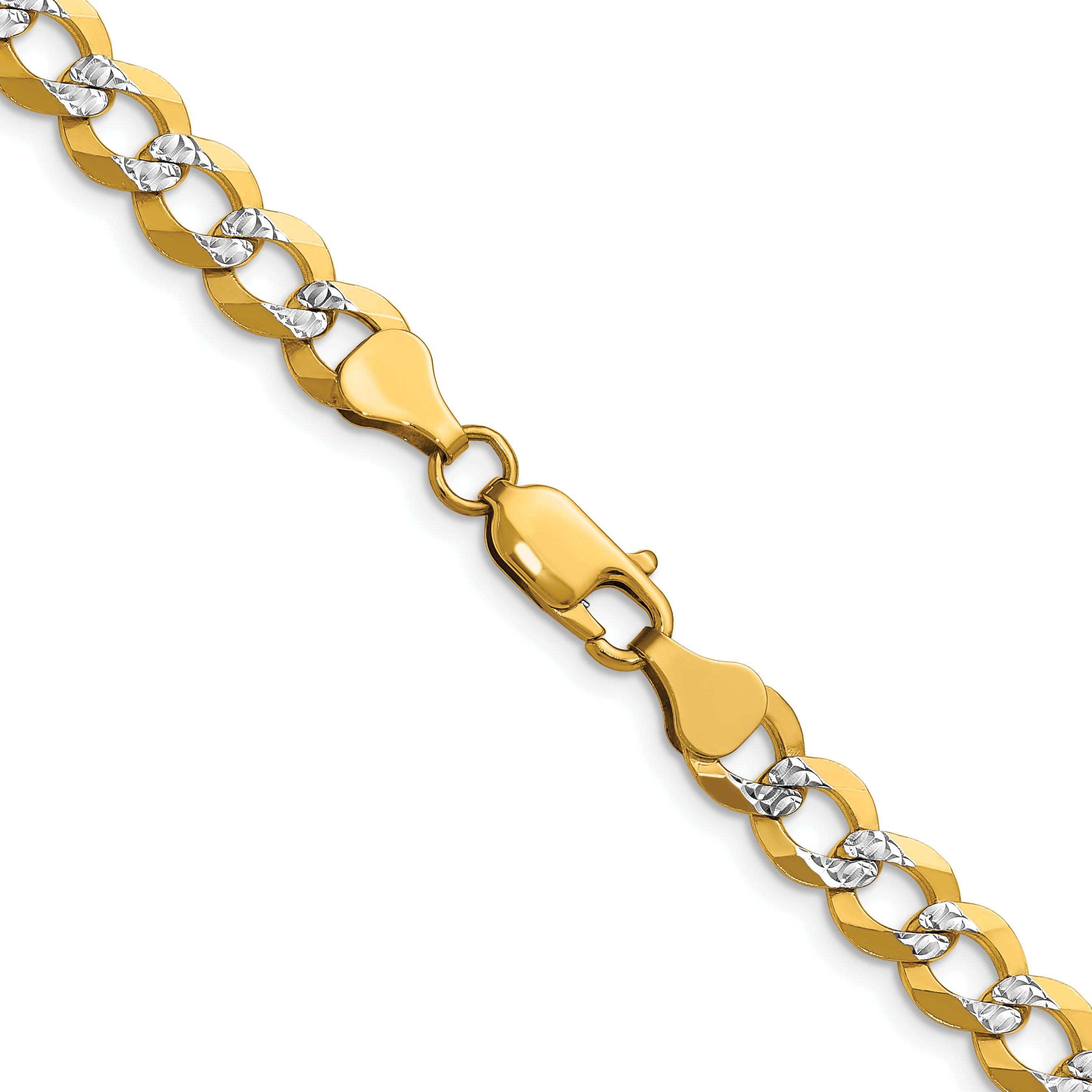 14k 7.2mm Lightweight PavÃ© Flat Cuban Chain