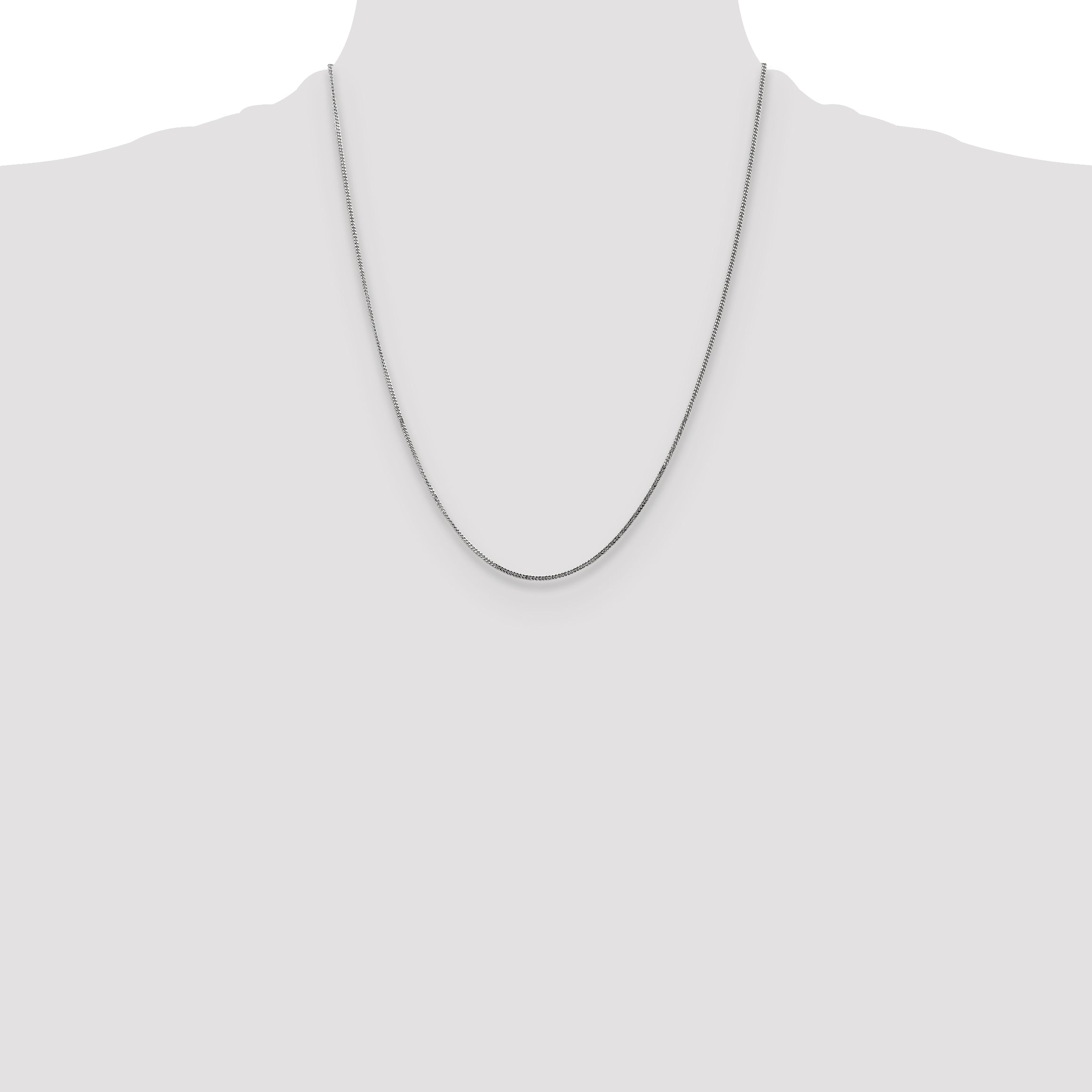 14k White Gold 1.3mm Curb Pendant Chain