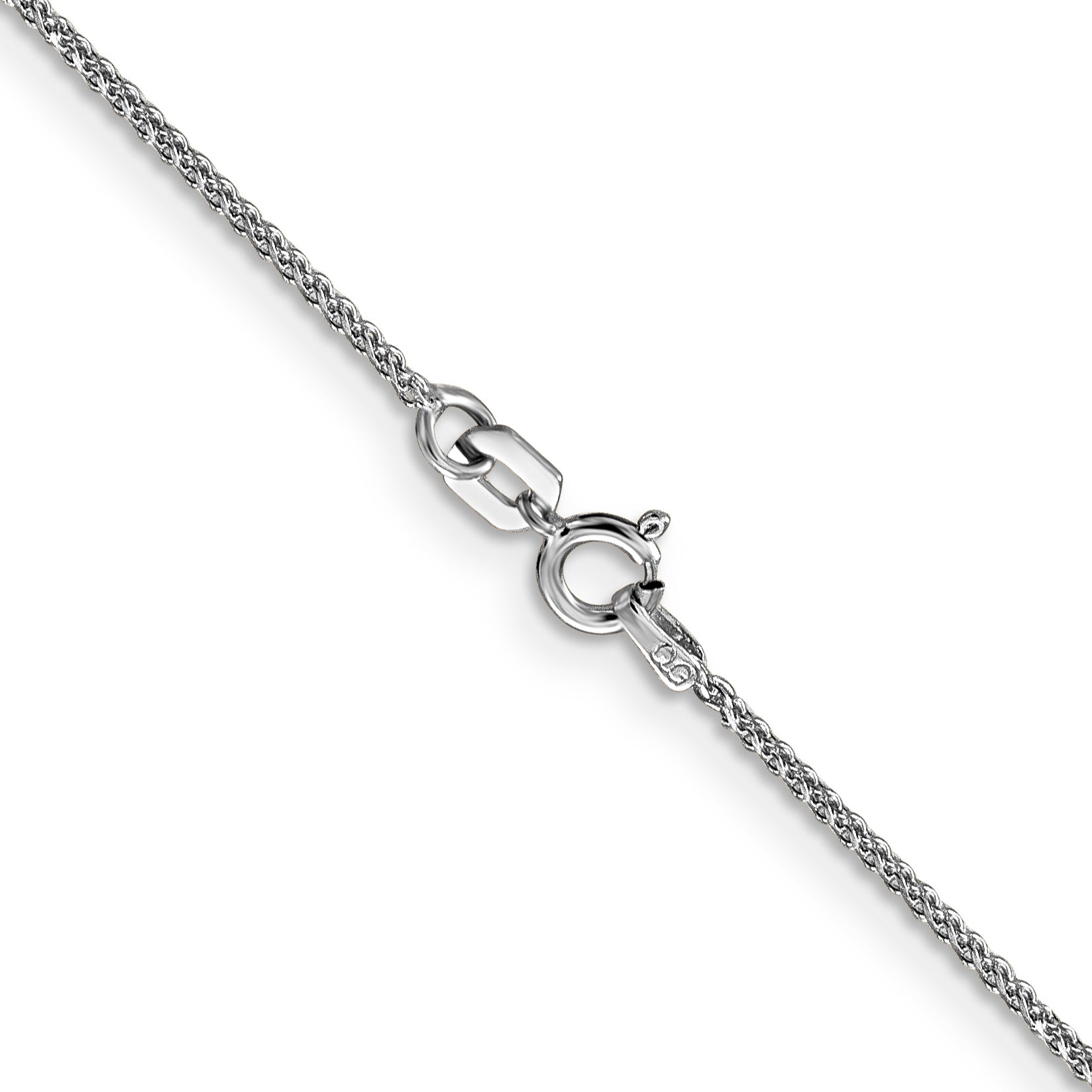 14k White Gold 1.05mm D/C Spiga with Spring Ring Clasp Chain