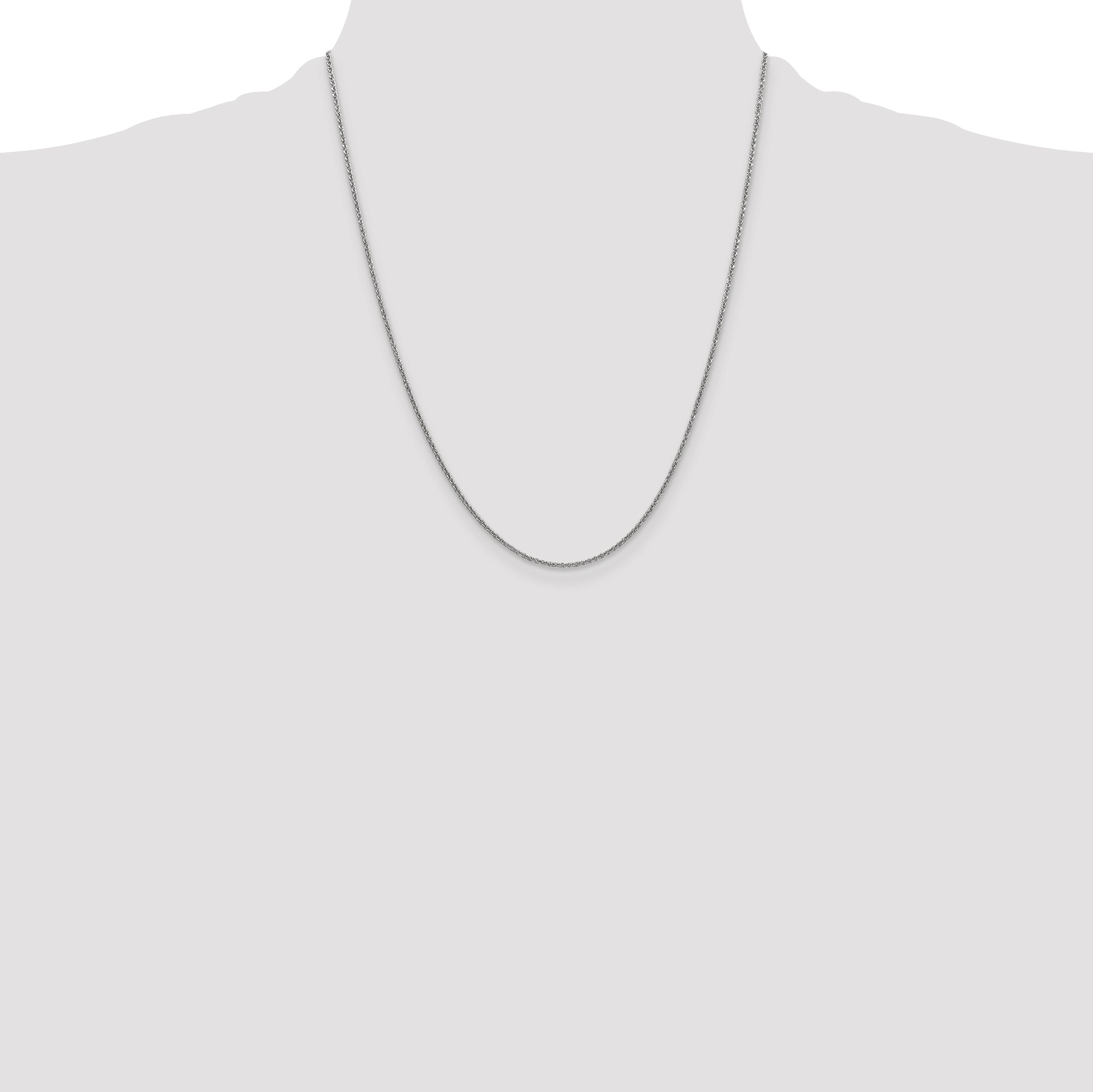 14k White Gold 1.4mm Round Open Link Cable Chain