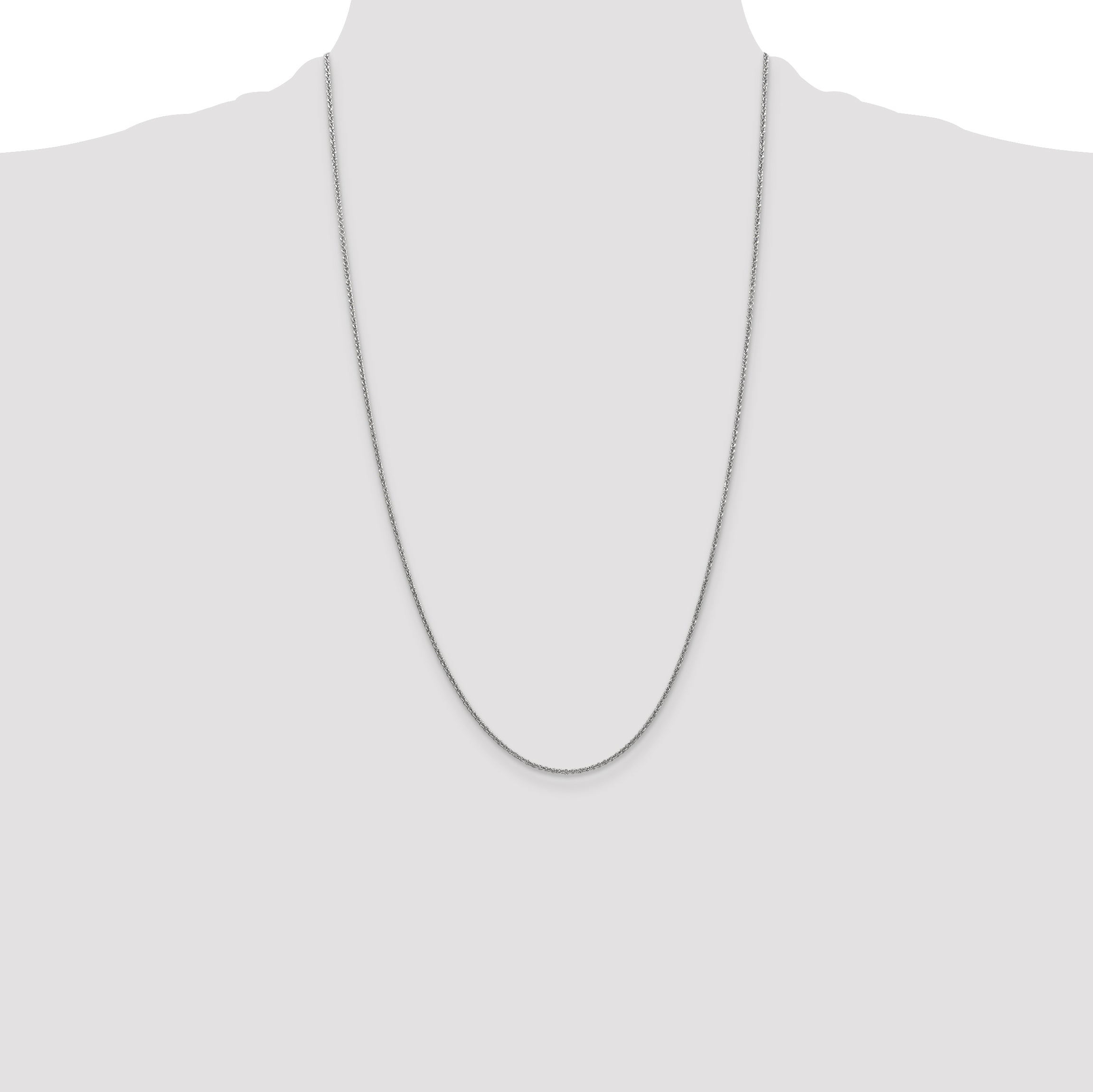 14k White Gold 1.4mm Round Open Link Cable Chain