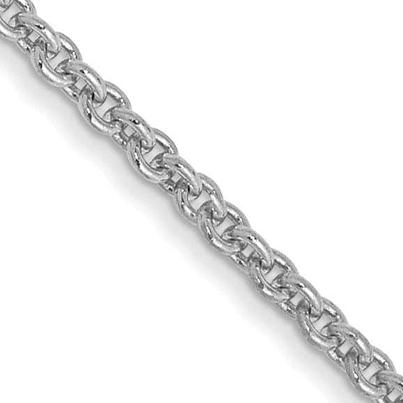 14k White Gold 1.4mm Round Open Link Cable Chain