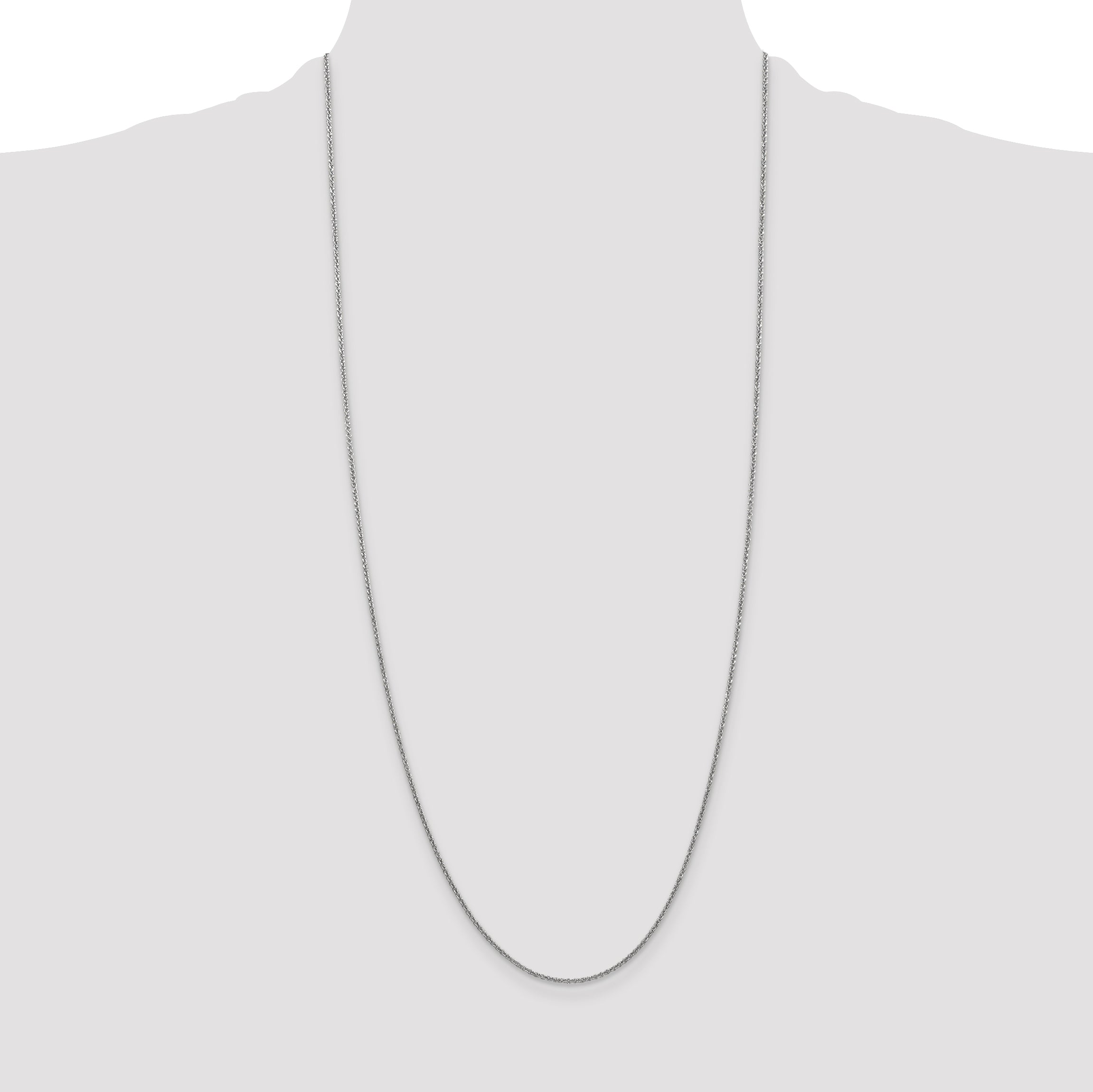 14k White Gold 1.4mm Round Open Link Cable Chain