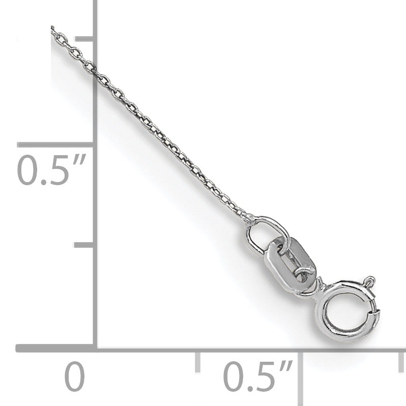 14k White Gold .75mm Round Open Link Cable Chain Anklet