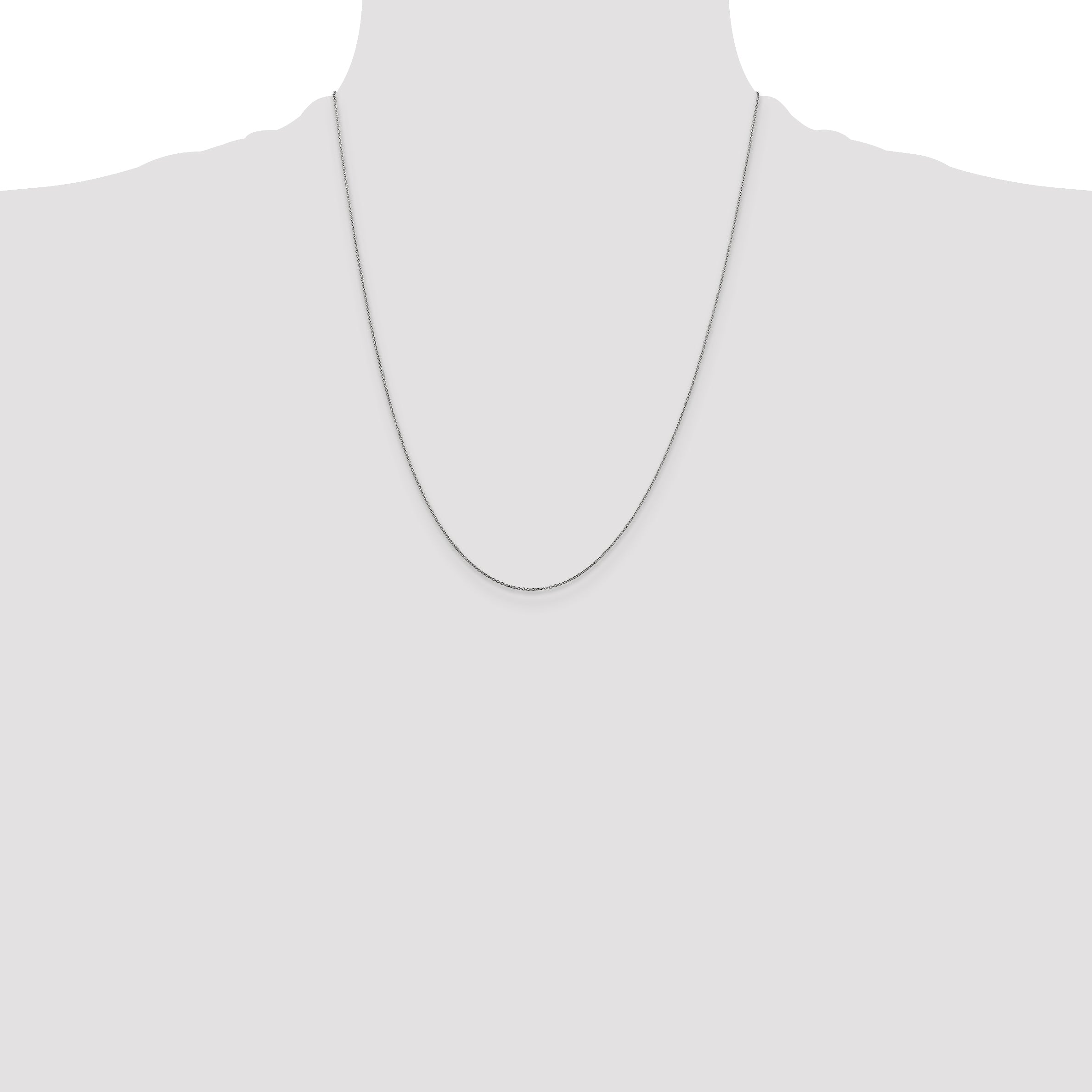 14k White Gold .6mm D/C Round Open Link Cable Chain