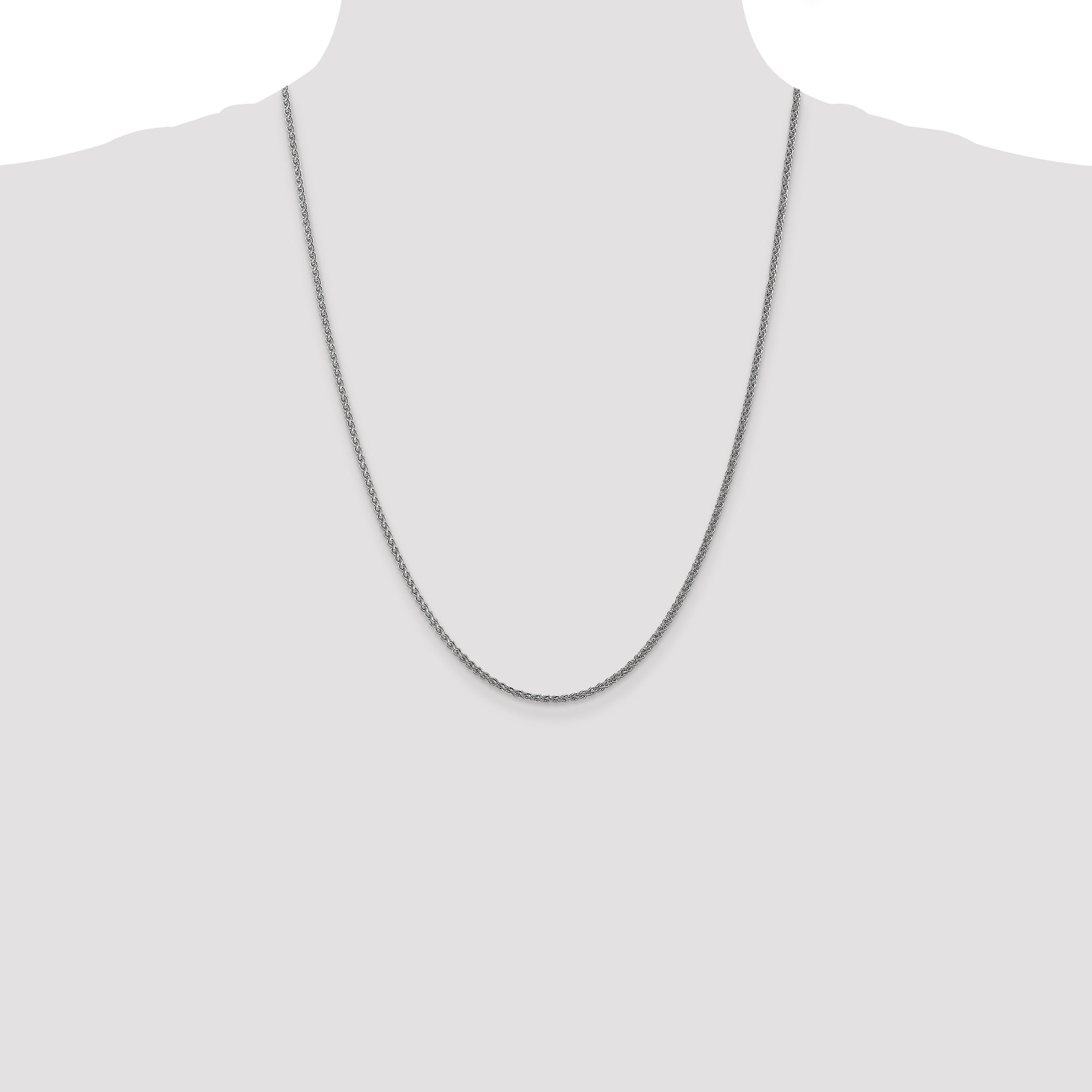 14k White Gold 1.05mm Spiga with Spring Ring Clasp Chain