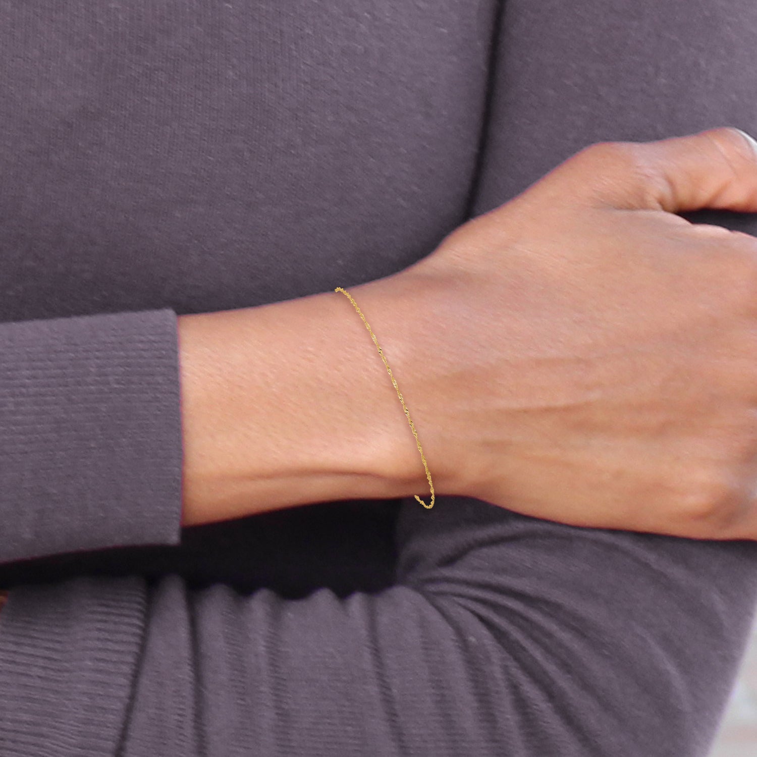 14k 1mm Singapore Chain Anklet